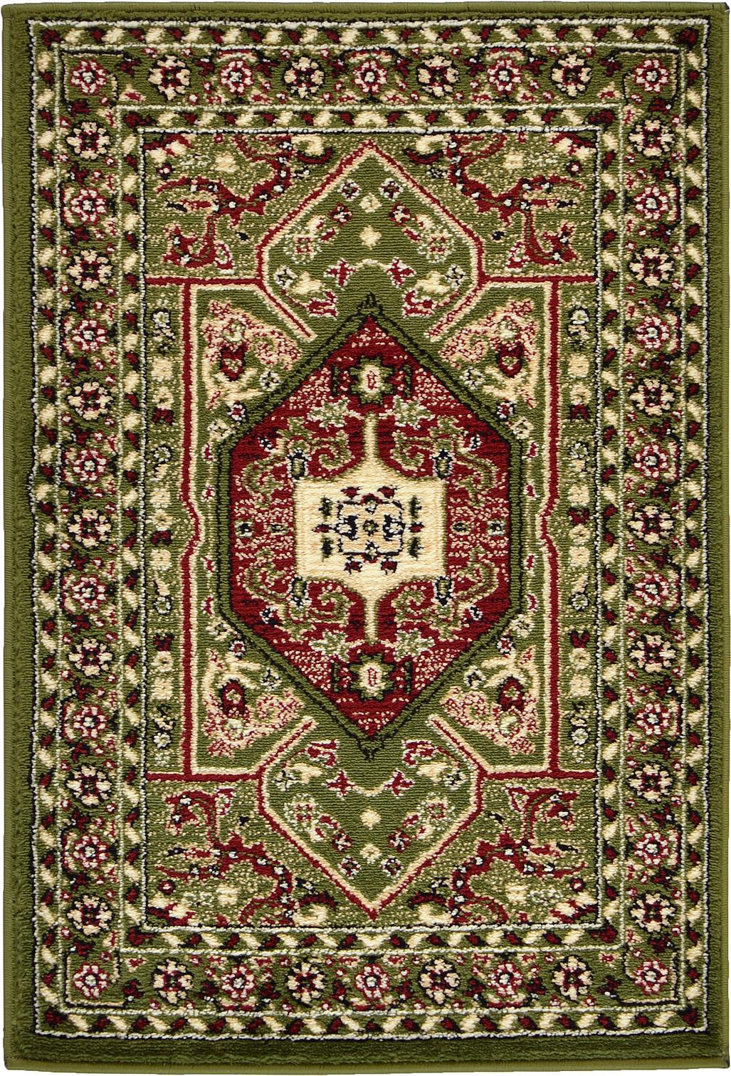 Green 2' 2 x 3' Heriz Design Rug iRugs UK