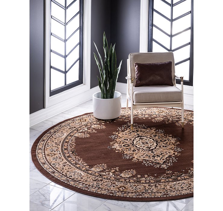 8' x 8' Mashad Design Round Rug