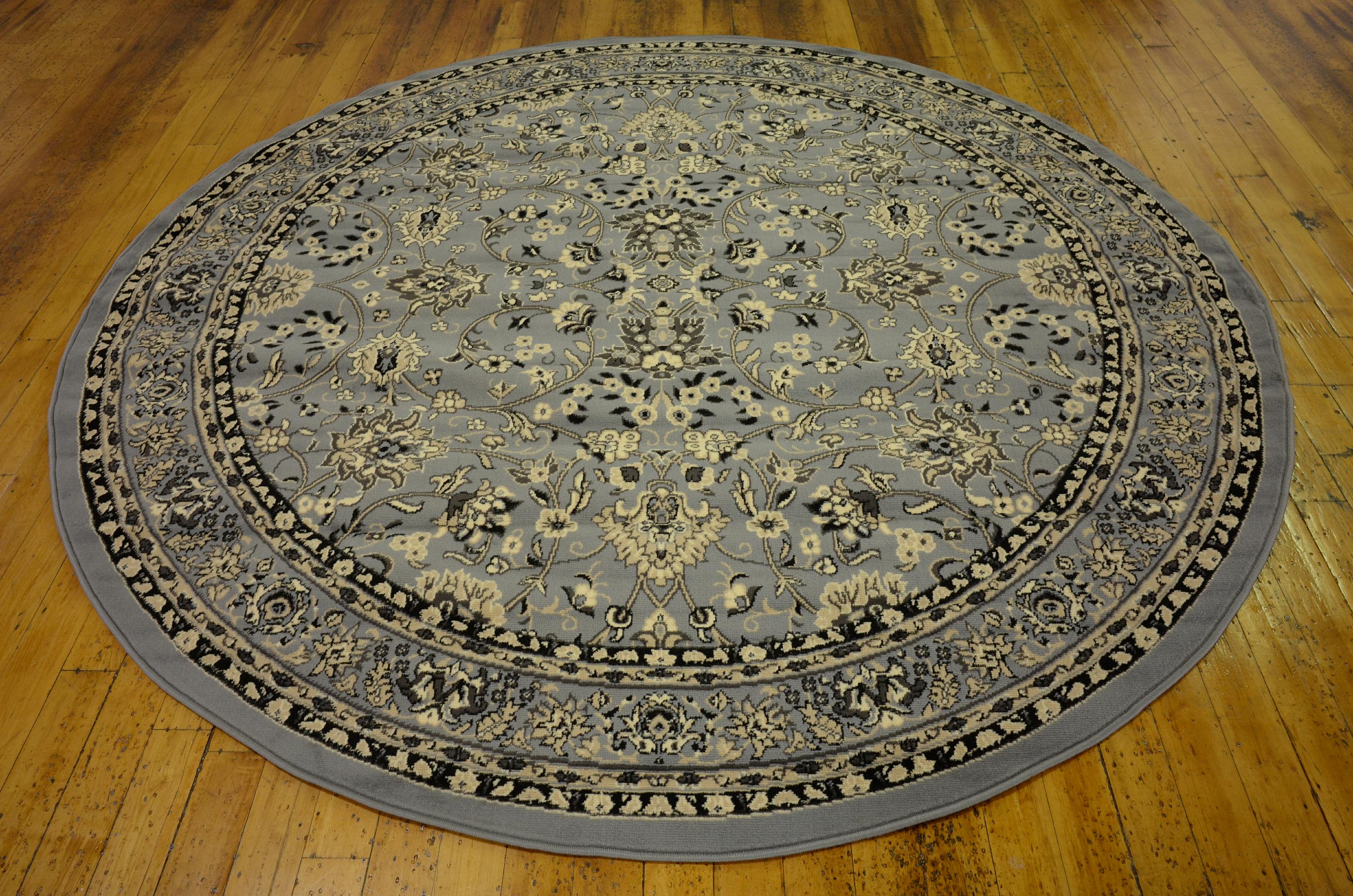 Gray 8' x 8' Kashan Design Round Rug eSaleRugs