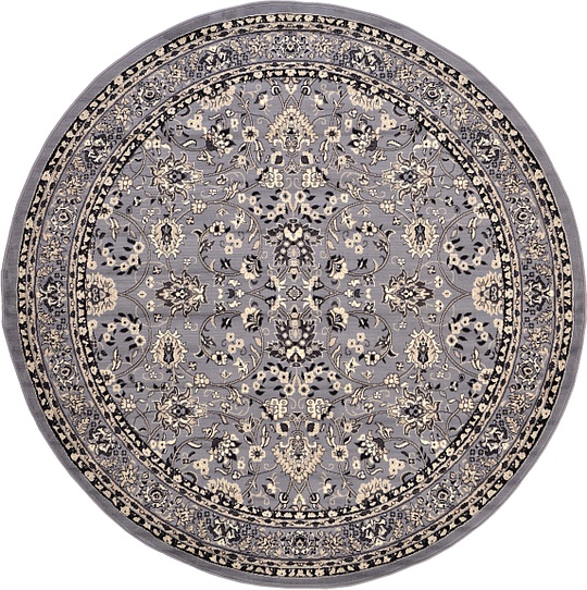 Gray 8' x 8' Kashan Design Round Rug Area Rugs eSaleRugs