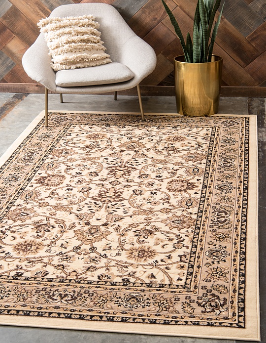 Ivory 9' 10 x 13' Kashan Design Rug Area Rugs eSaleRugs