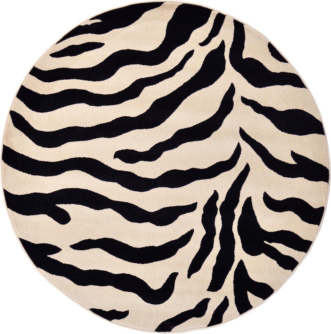 Ivory 5' x 5' Zebra Round Rug Rugs.ca