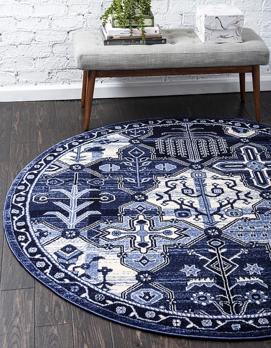 Blue 6' x 6' Vista Round Rug Area Rugs eSaleRugs