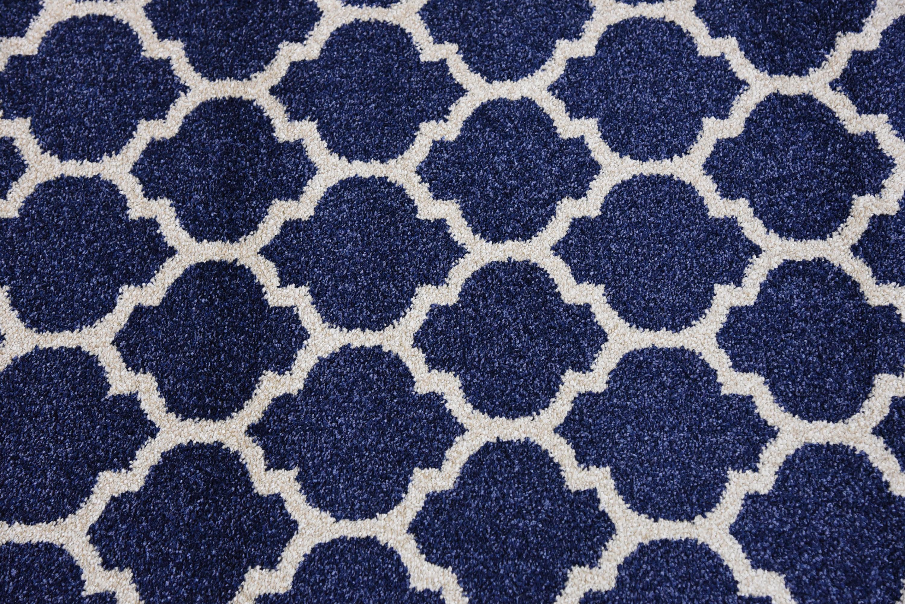 Dark Blue 2' 6 x 10' Trellis Runner Rug eSaleRugs