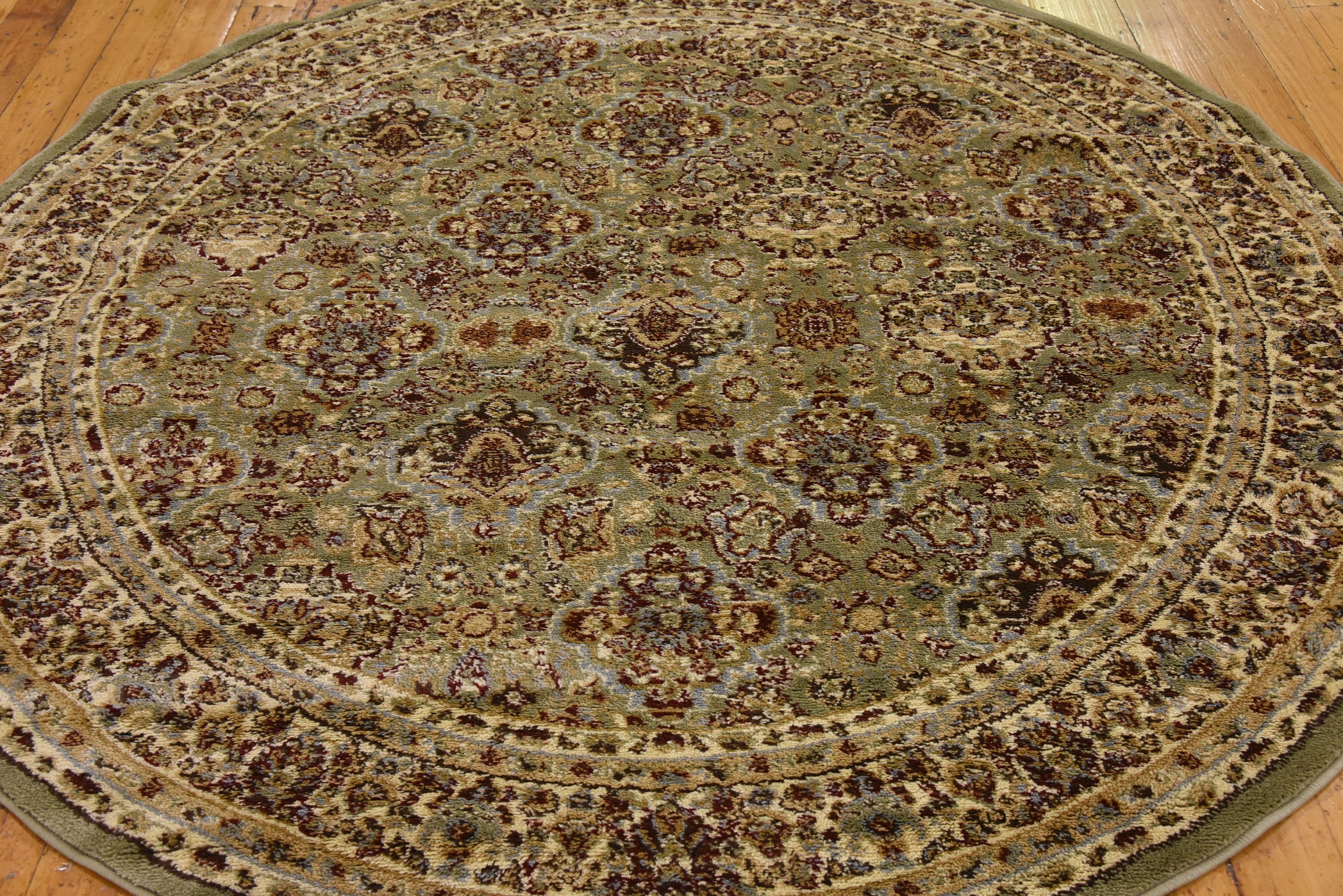 Light Green 6' x 6' Classic Agra Round Rug Area Rugs eSaleRugs
