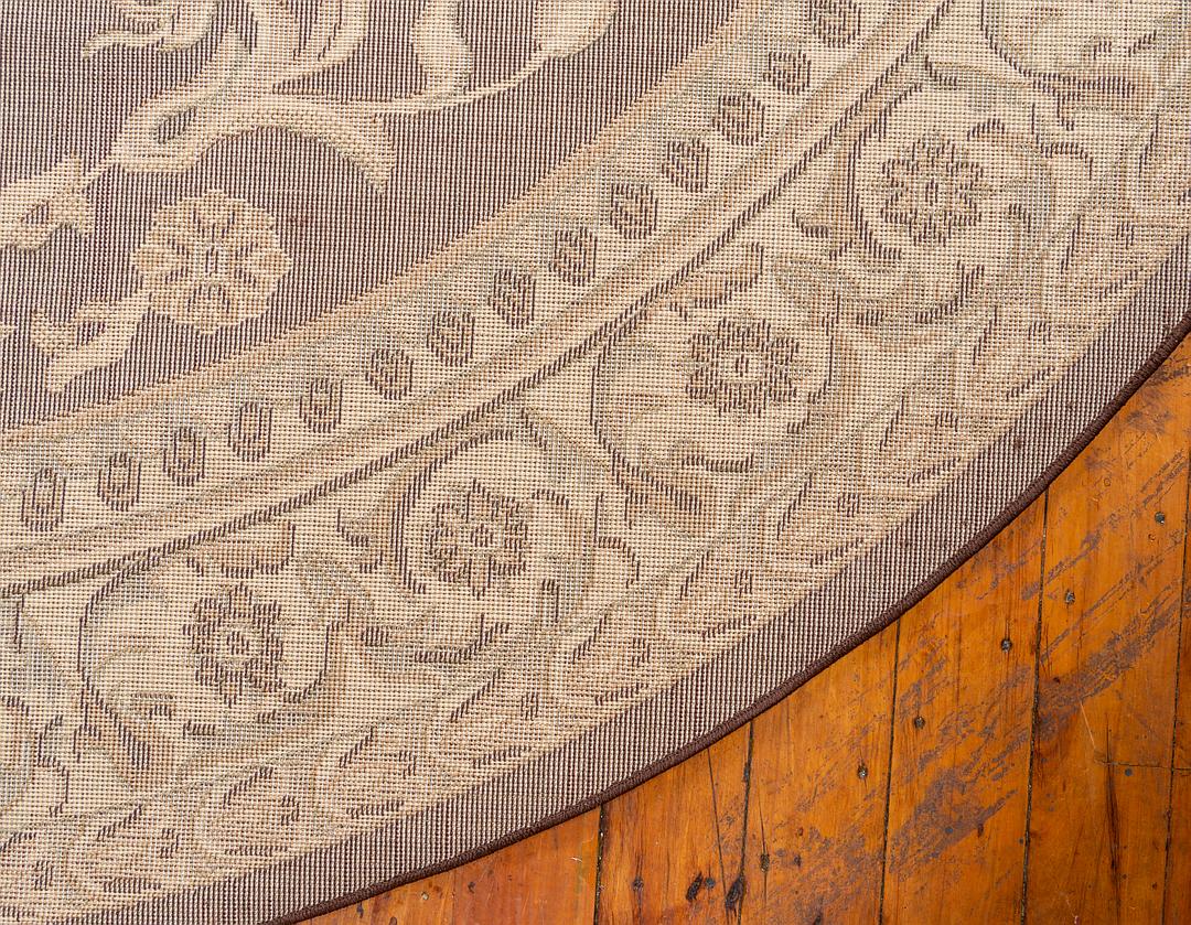 Brown 6' x 6' Classic Aubusson Round Rug iRugs UK