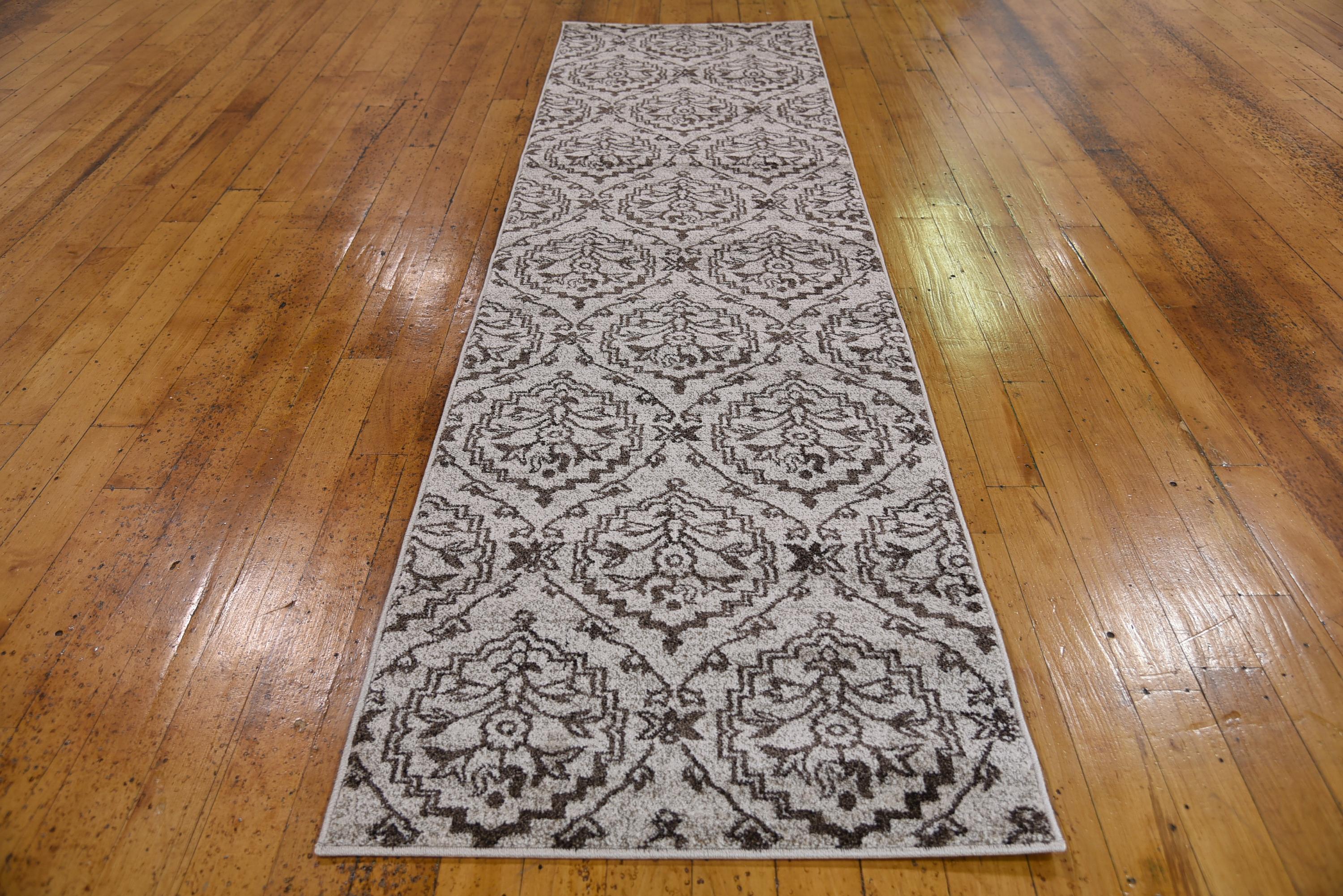 Beige 2' 7 x 10' Damask Runner Rug Rugs.ca