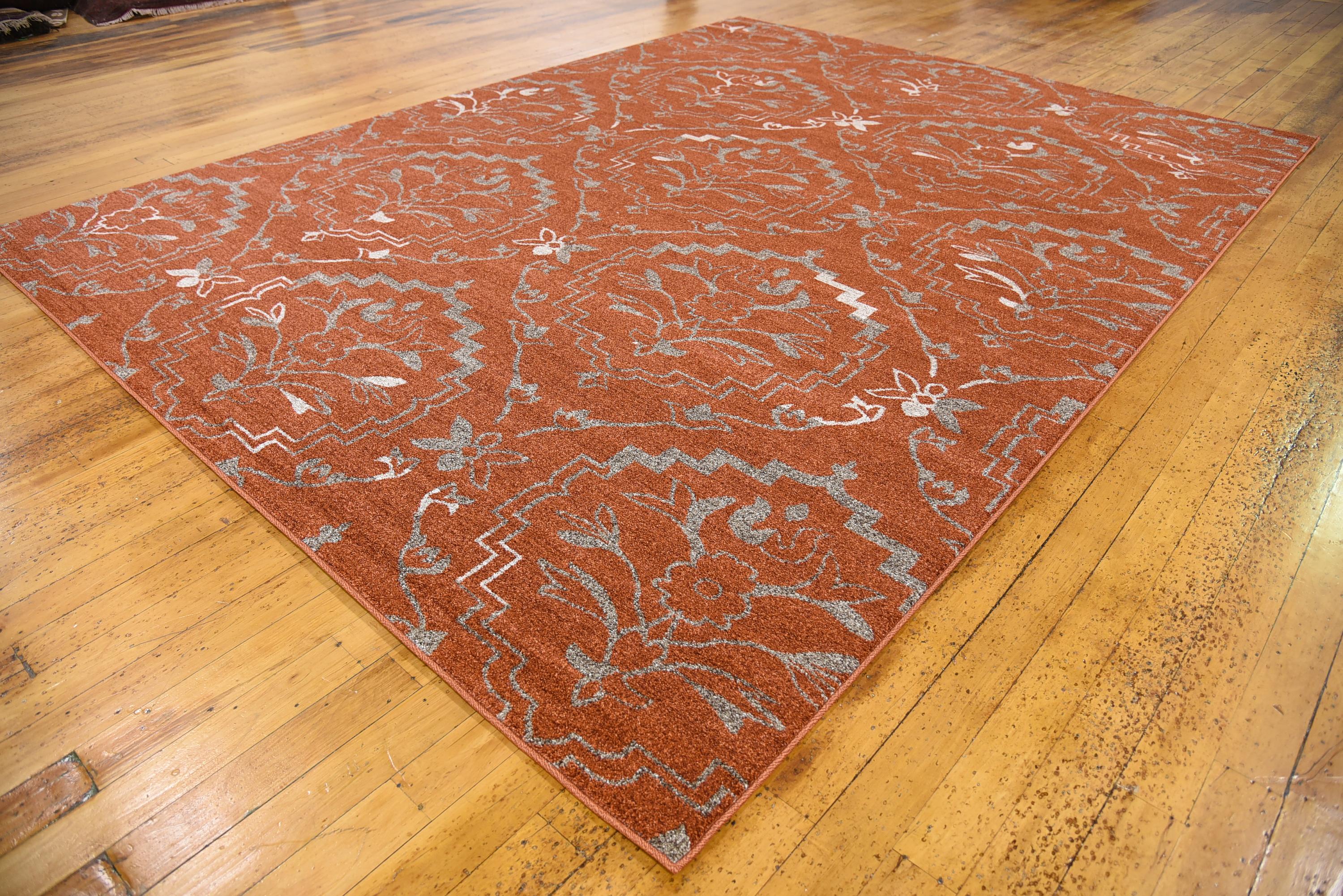 Terracotta 9' x 12' Damask Rug eSaleRugs