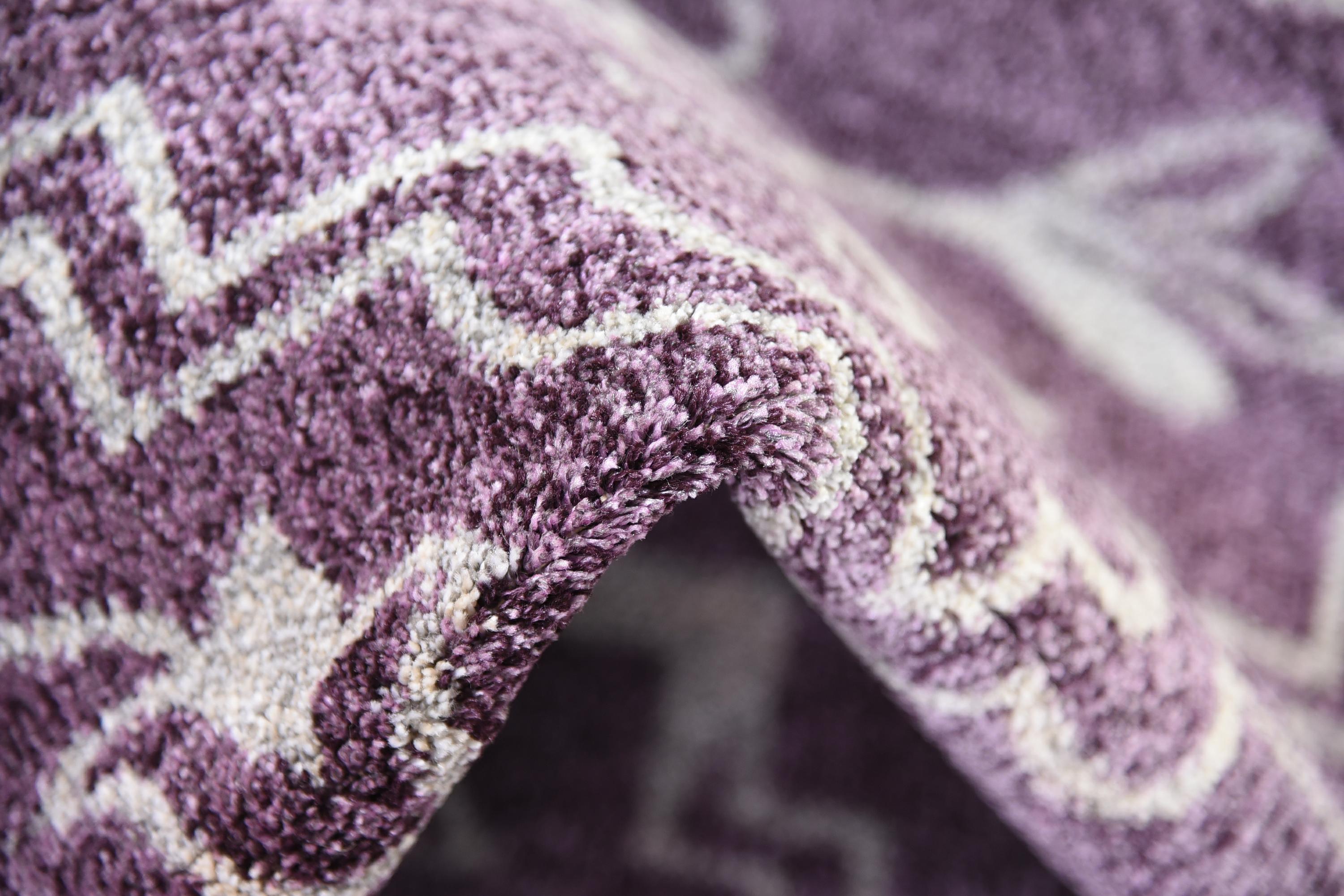 Purple 7' x 10' Damask Rug iRugs UK