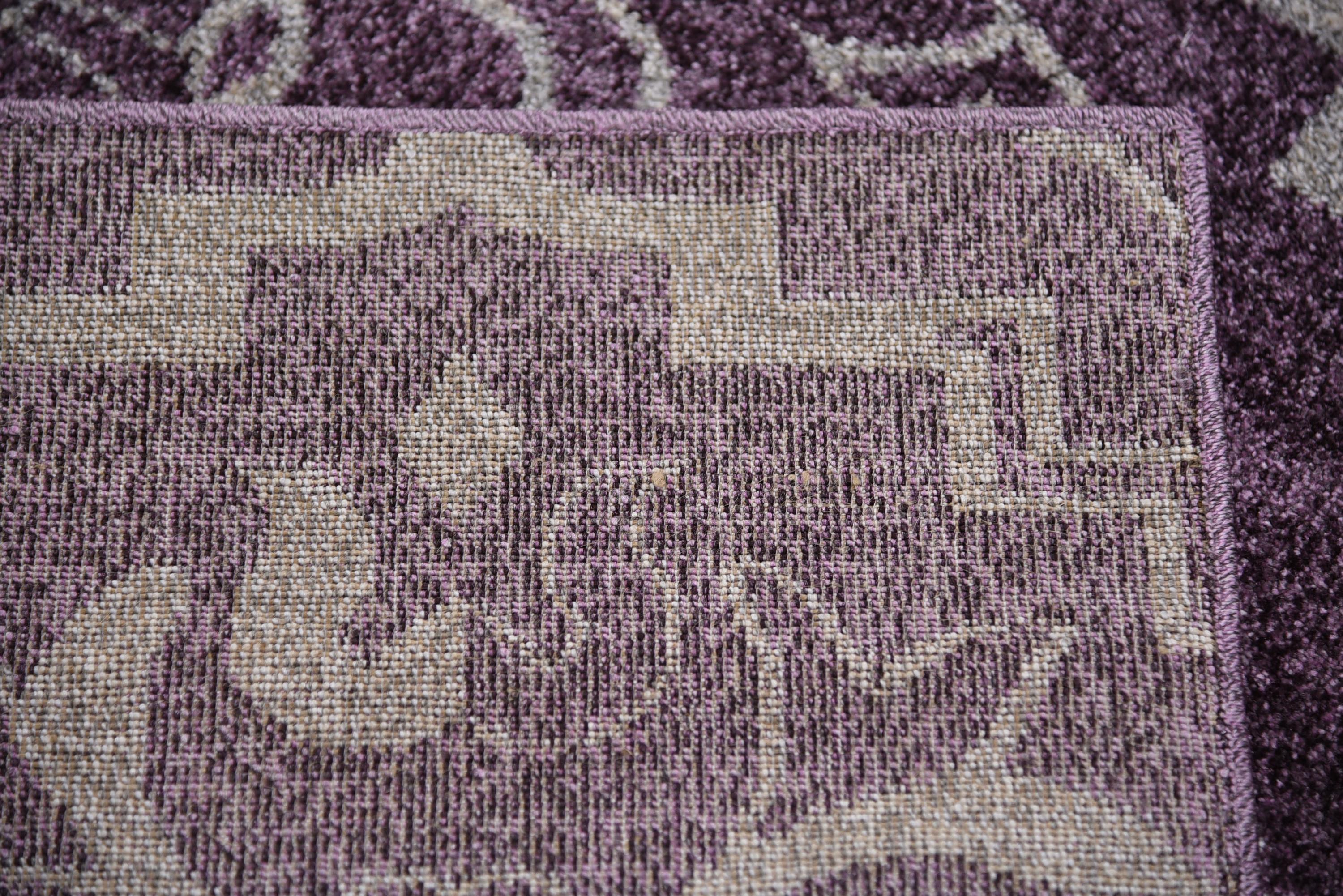 Purple 7' x 10' Damask Rug iRugs UK