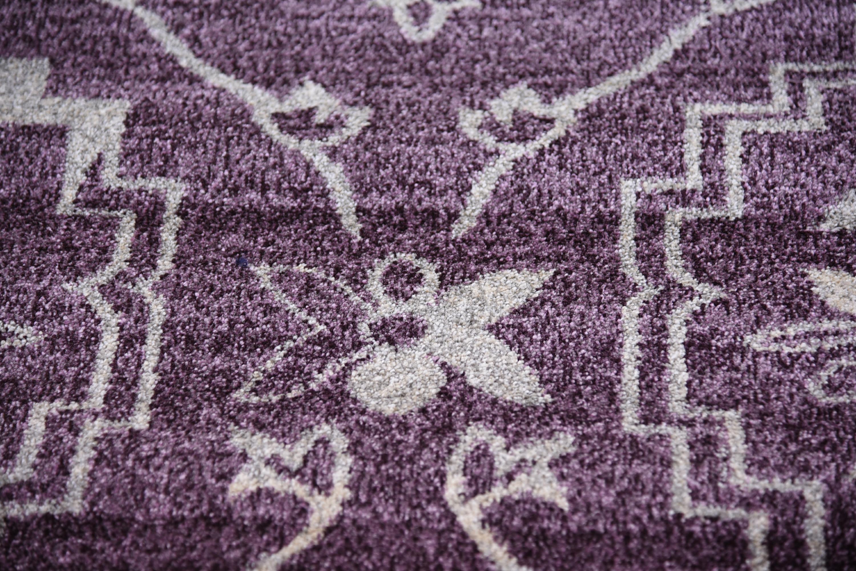 Purple 7' x 10' Damask Rug iRugs UK
