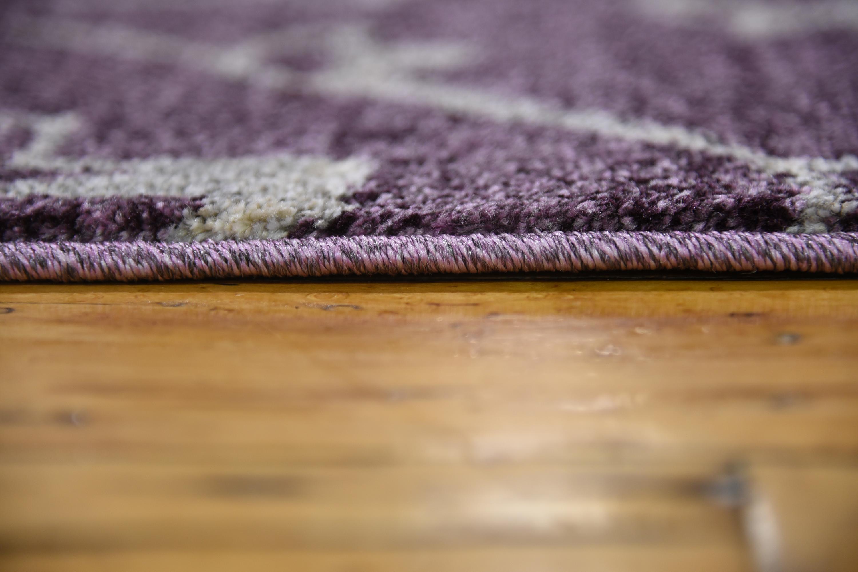 Purple 7' x 10' Damask Rug iRugs UK