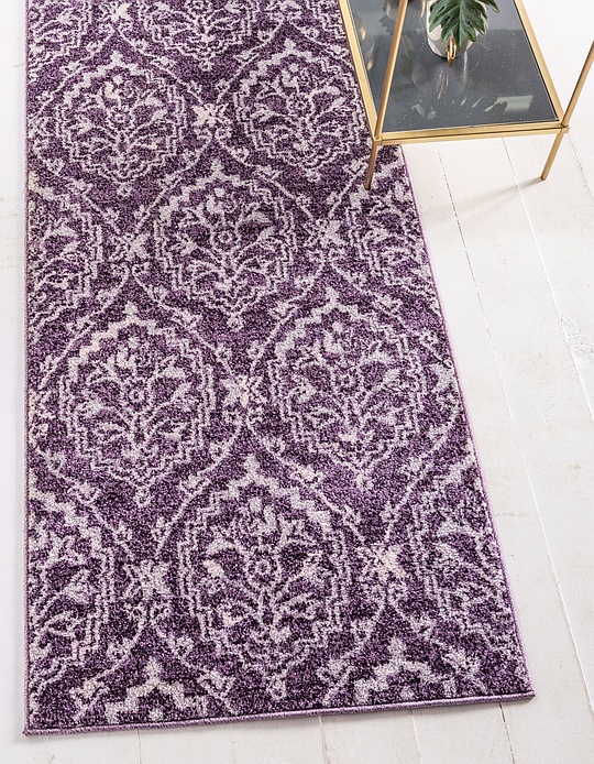 Purple 80cm x 305cm Damask Runner Rug Area Rugs AU Rugs
