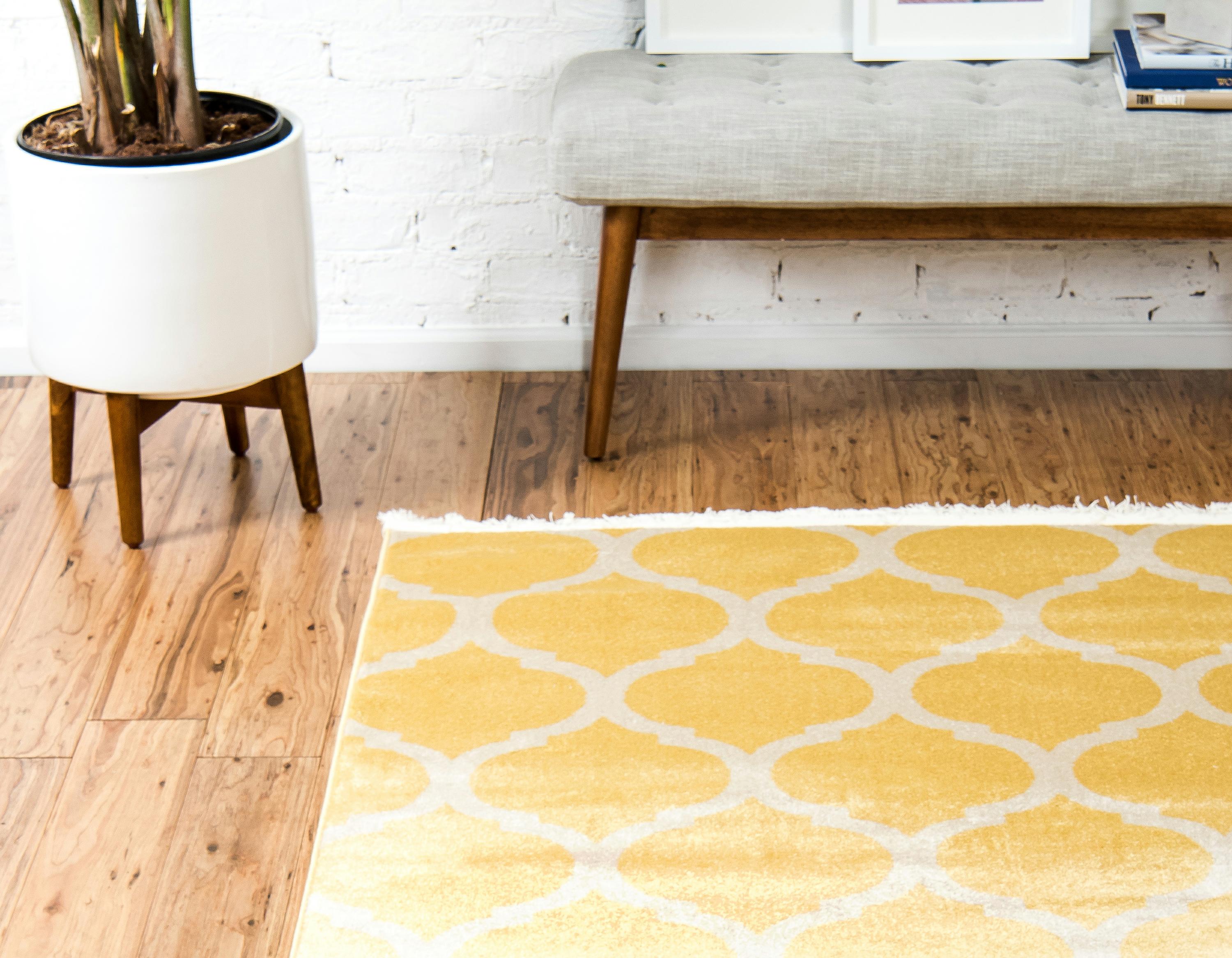 Yellow 5' x 8' Trellis Rug iRugs UK