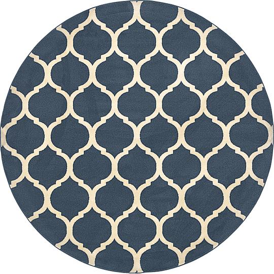 Navy Blue 245cm x 245cm Trellis Round Rug Area Rugs AU Rugs