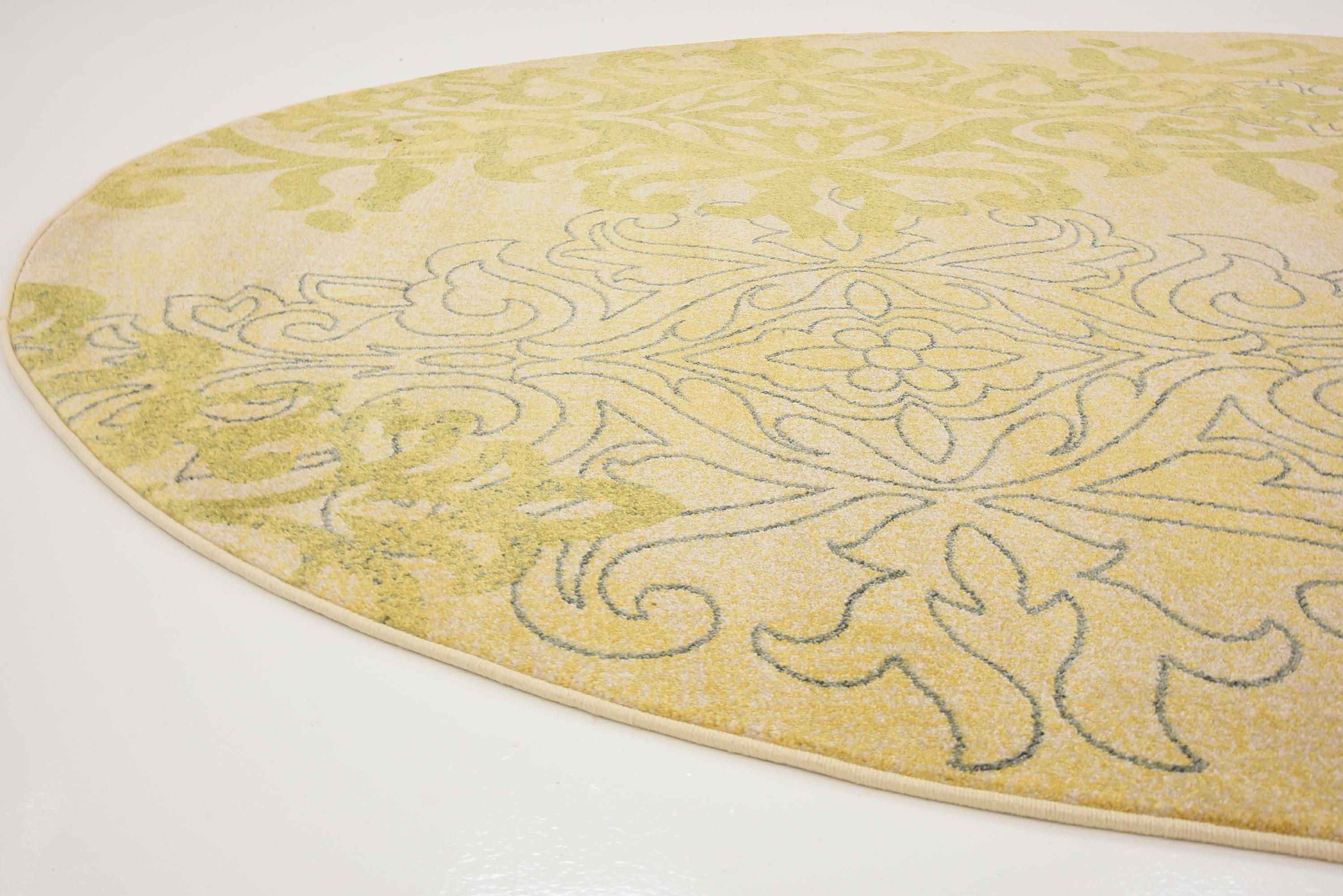 Cream 8' x 8' Damask Round Rug eSaleRugs