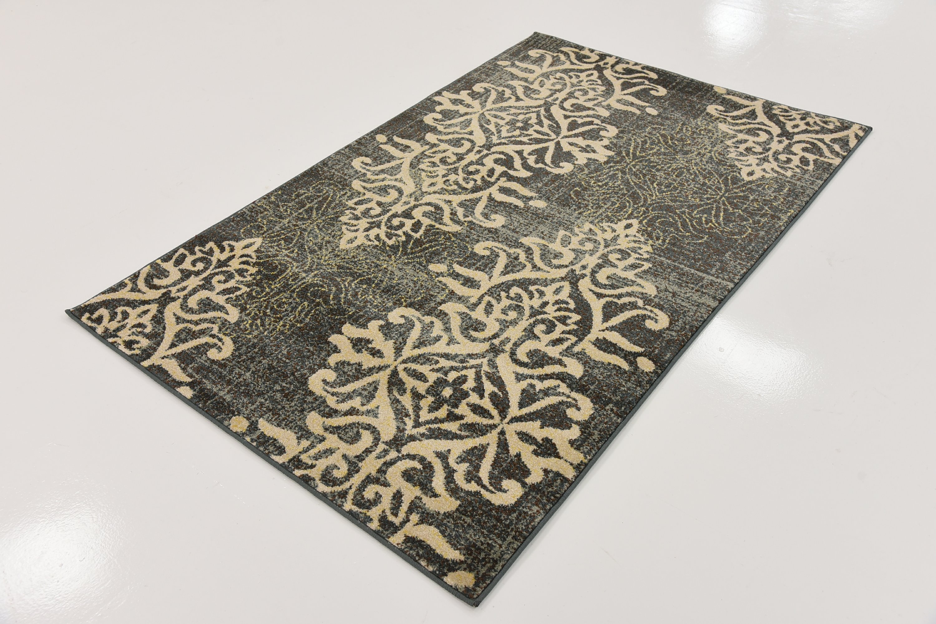 Blue 3' 3 x 5' 3 Damask Rug Area Rugs eSaleRugs