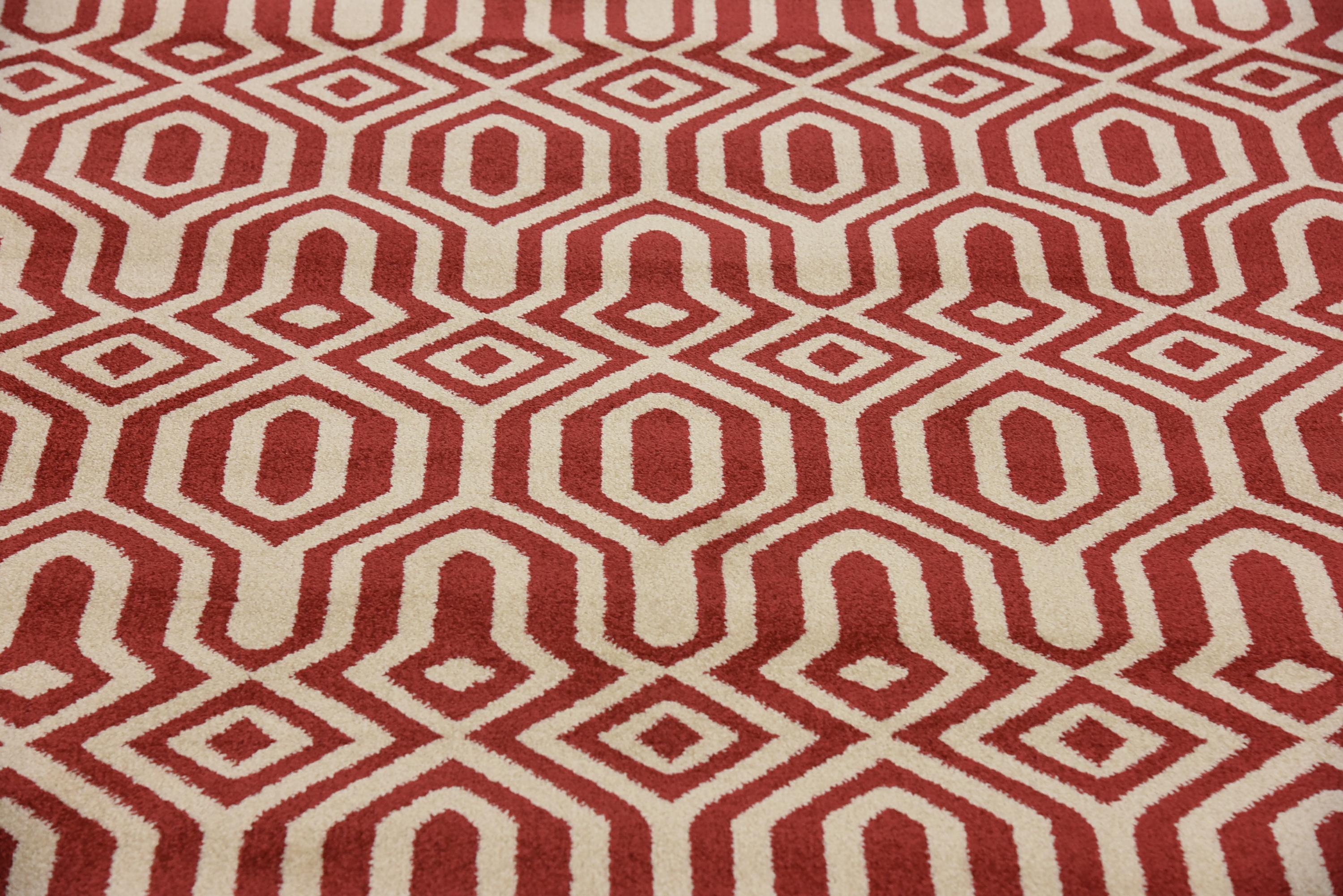 Red 8' x 8' Trellis Round Rug eSaleRugs