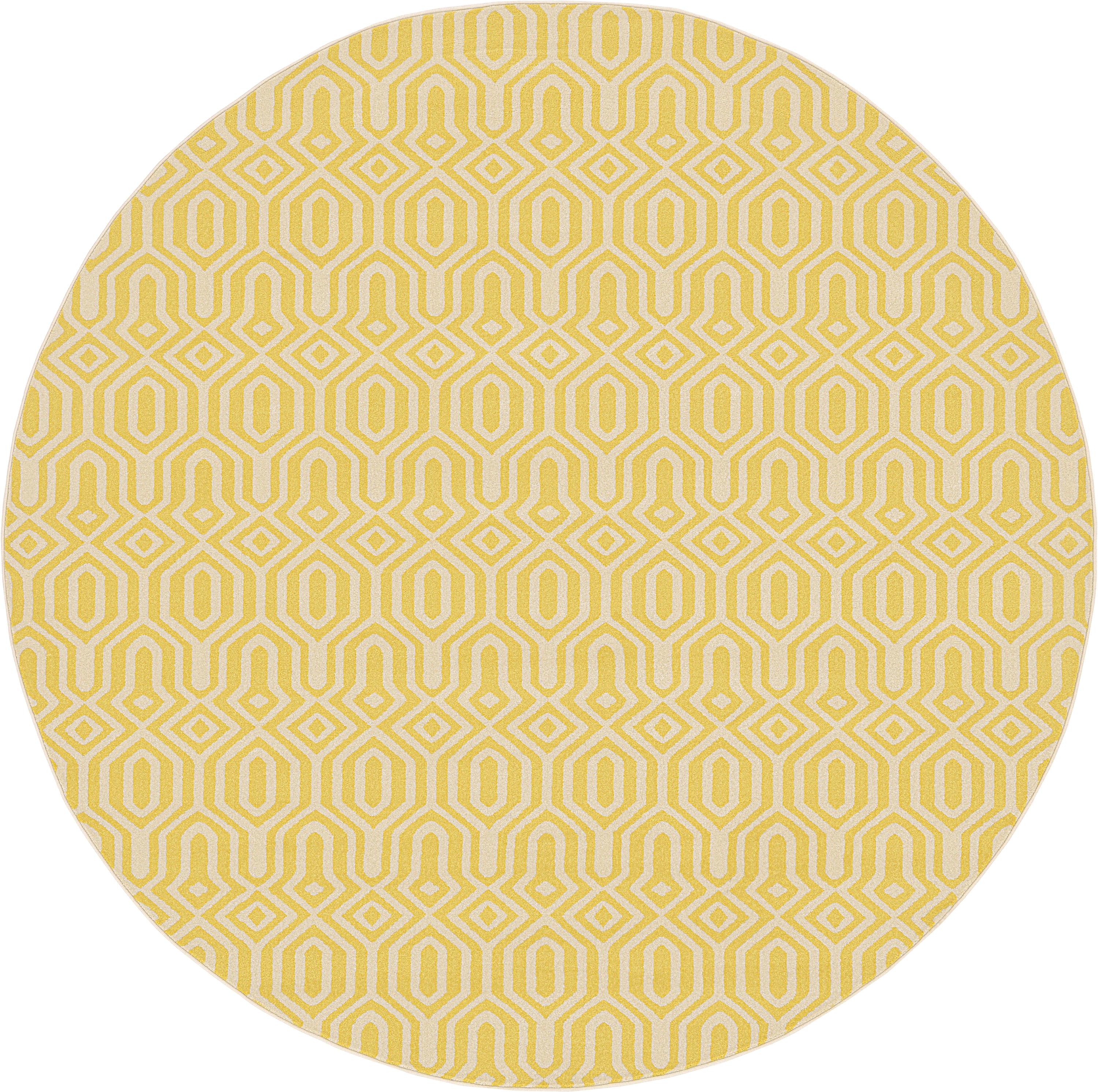 Yellow 8' x 8' Trellis Round Rug eSaleRugs