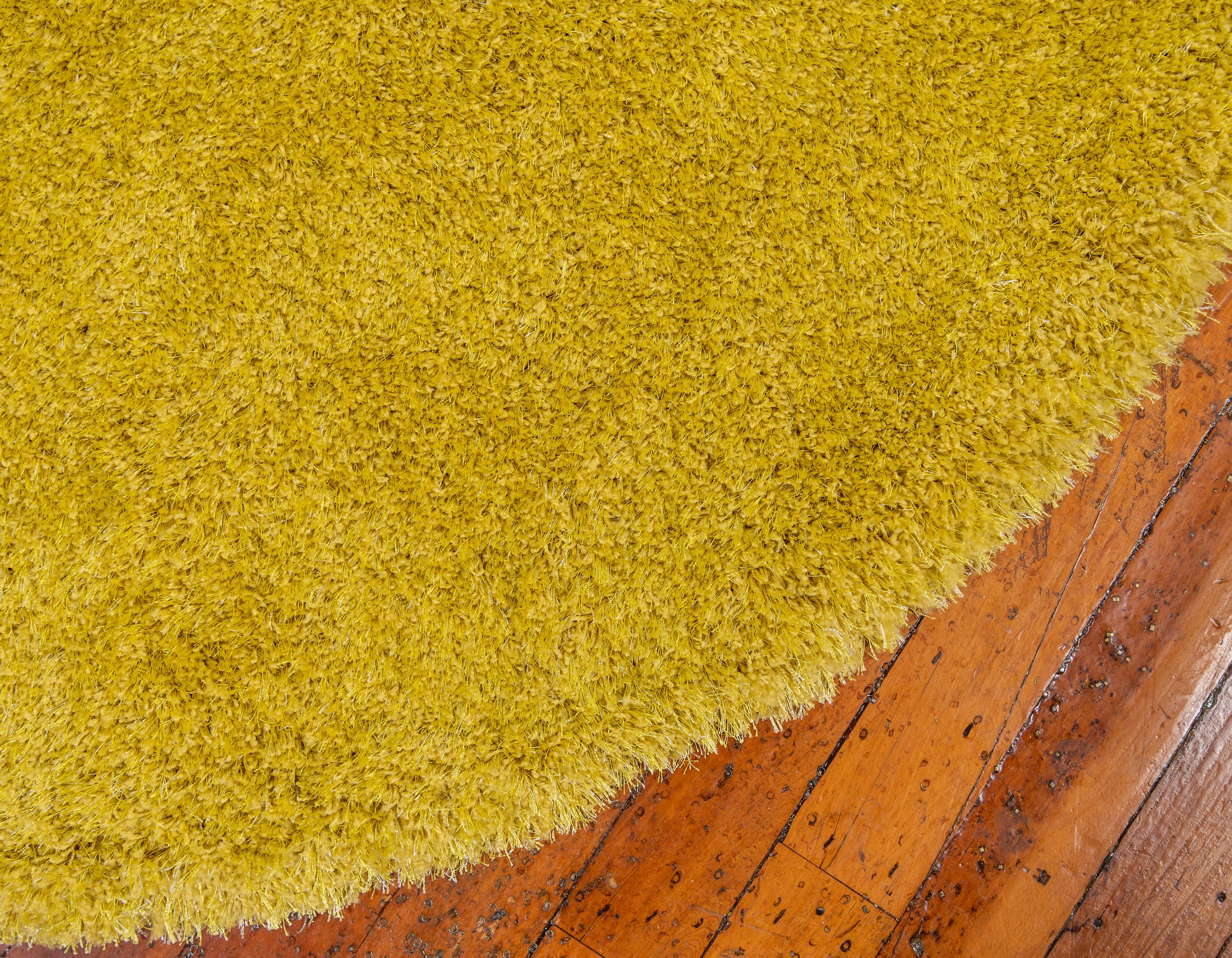 Yellow 6' x 6' Luxe Solid Shag Round Rug eSaleRugs