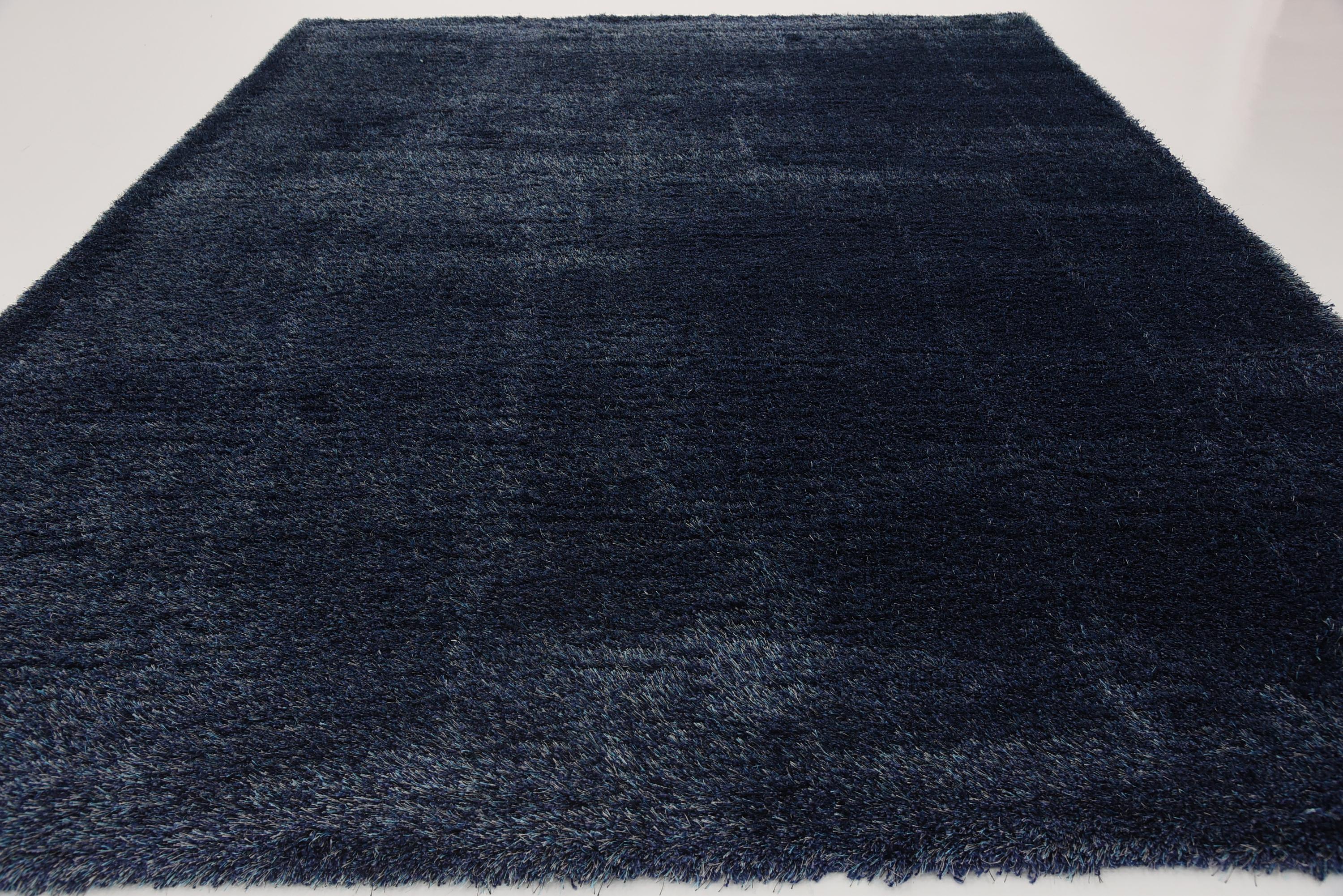 Navy Blue 9' x 12' Luxe Solid Shag Rug eSaleRugs