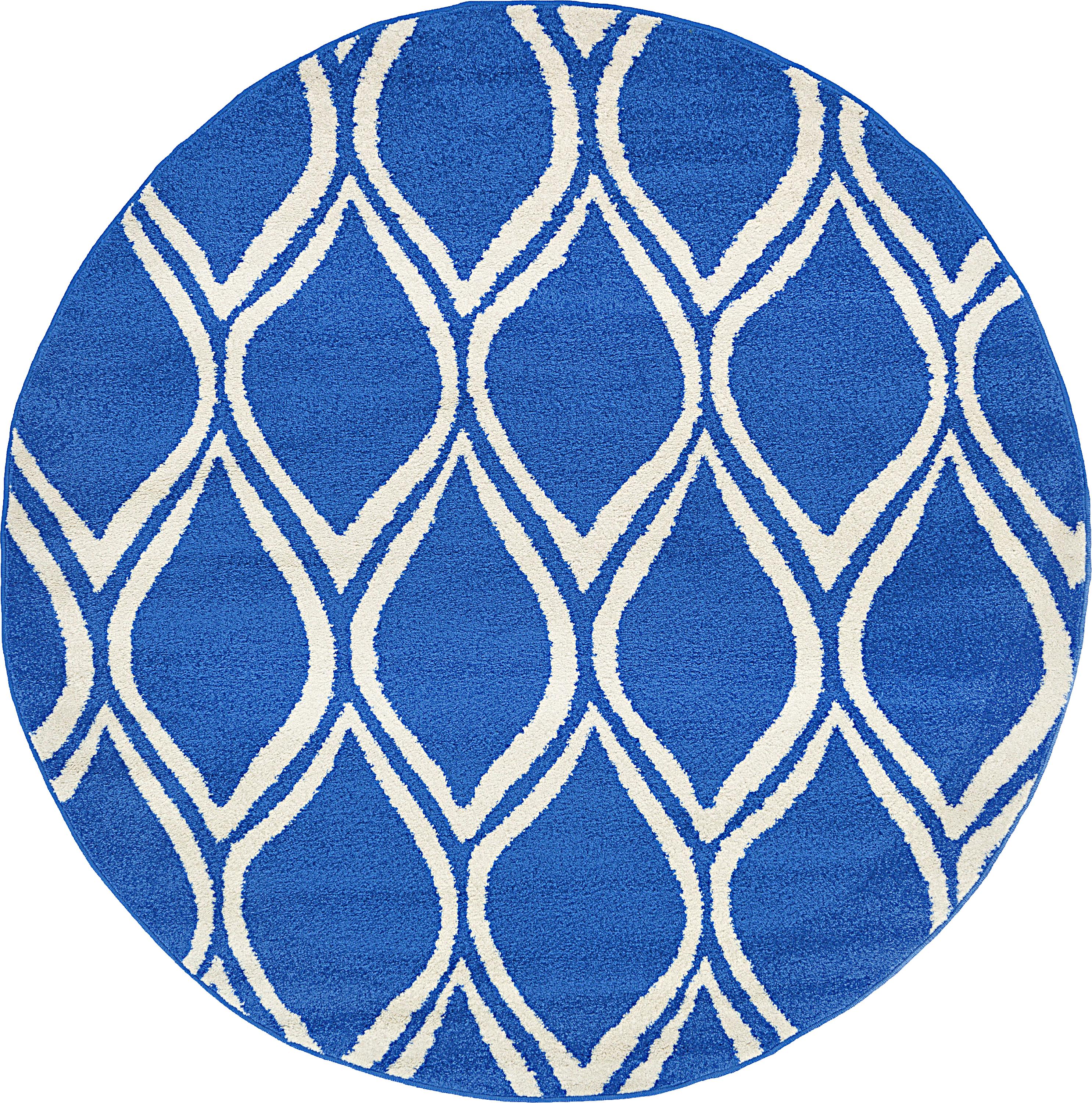 Blue 6' x 6' Trellis Round Rug eSaleRugs