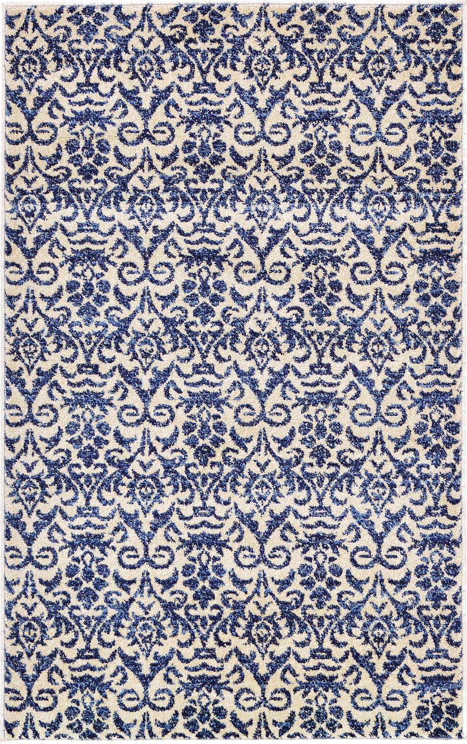 Blue 3' 3 x 5' 3 Damask Rug Area Rugs eSaleRugs