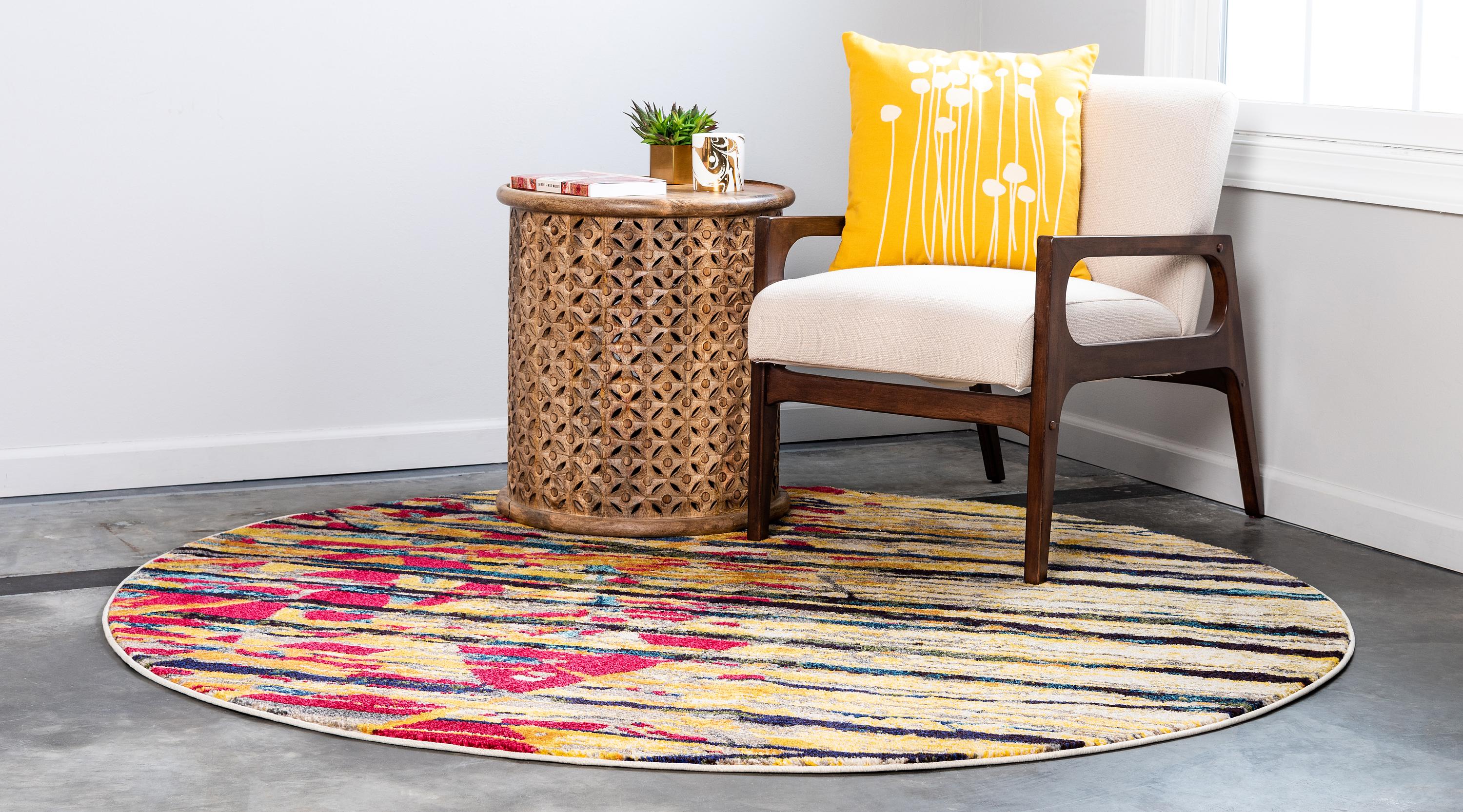 Yellow 8' x 8' Casablanca Round Rug eSaleRugs
