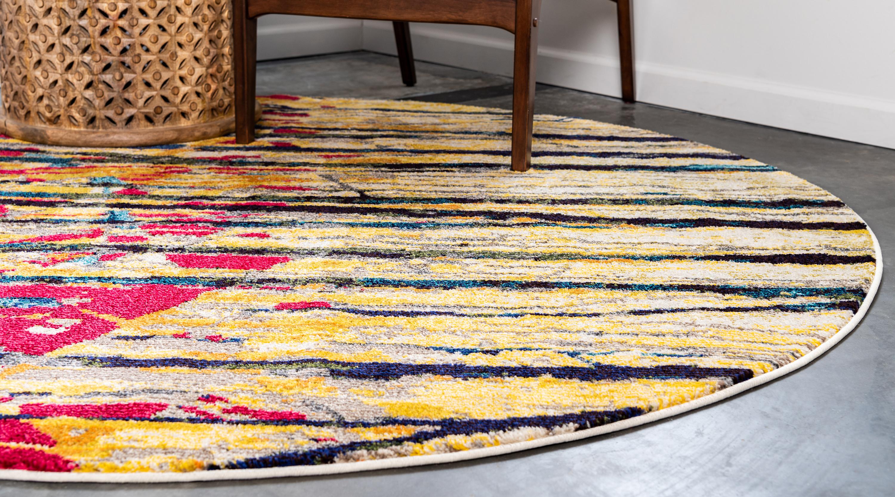 Yellow 8' x 8' Casablanca Round Rug eSaleRugs