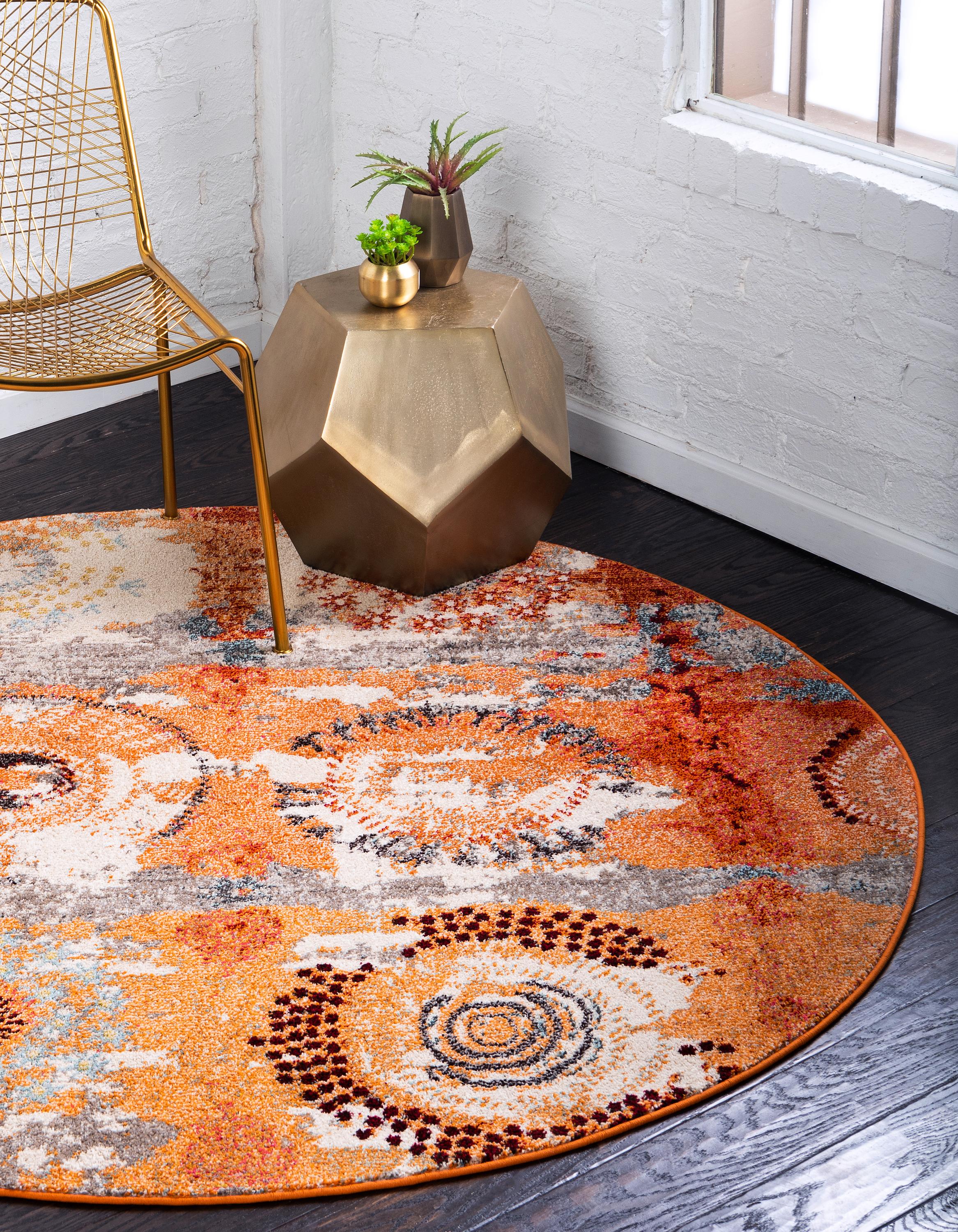 Orange 8' x 8' Casablanca Round Rug eSaleRugs