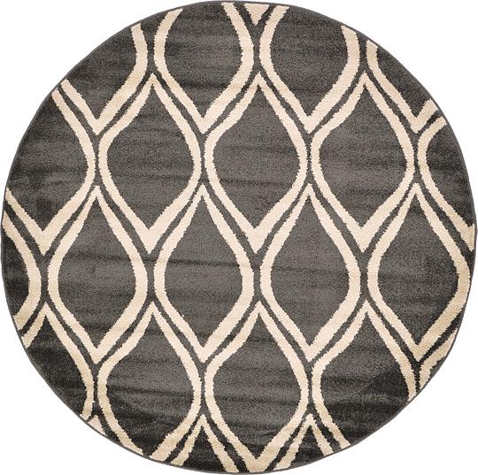 Dark Gray 6' x 6' Trellis Round Rug Area Rugs eSaleRugs