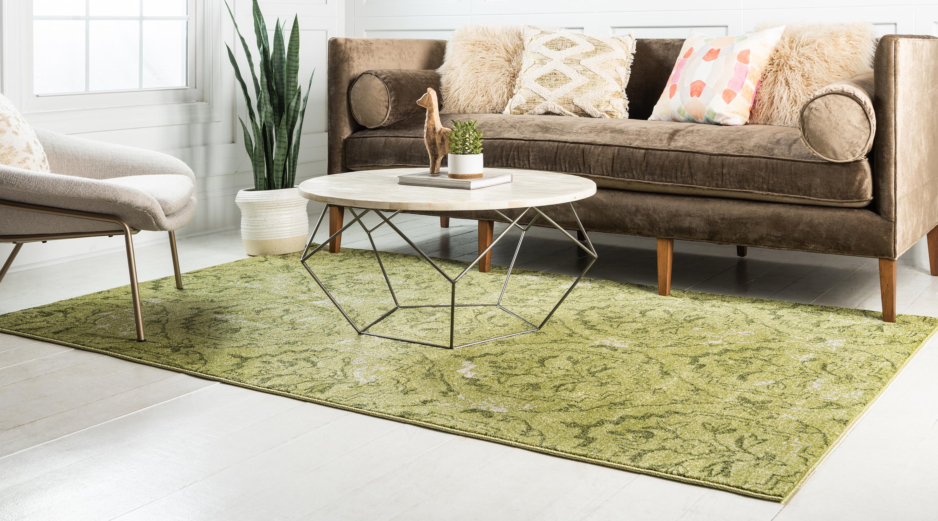 Light Green 5' x 8' Damask Rug eSaleRugs