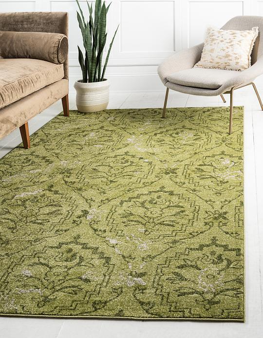 Light Green 9' x 12' Damask Rug Area Rugs eSaleRugs