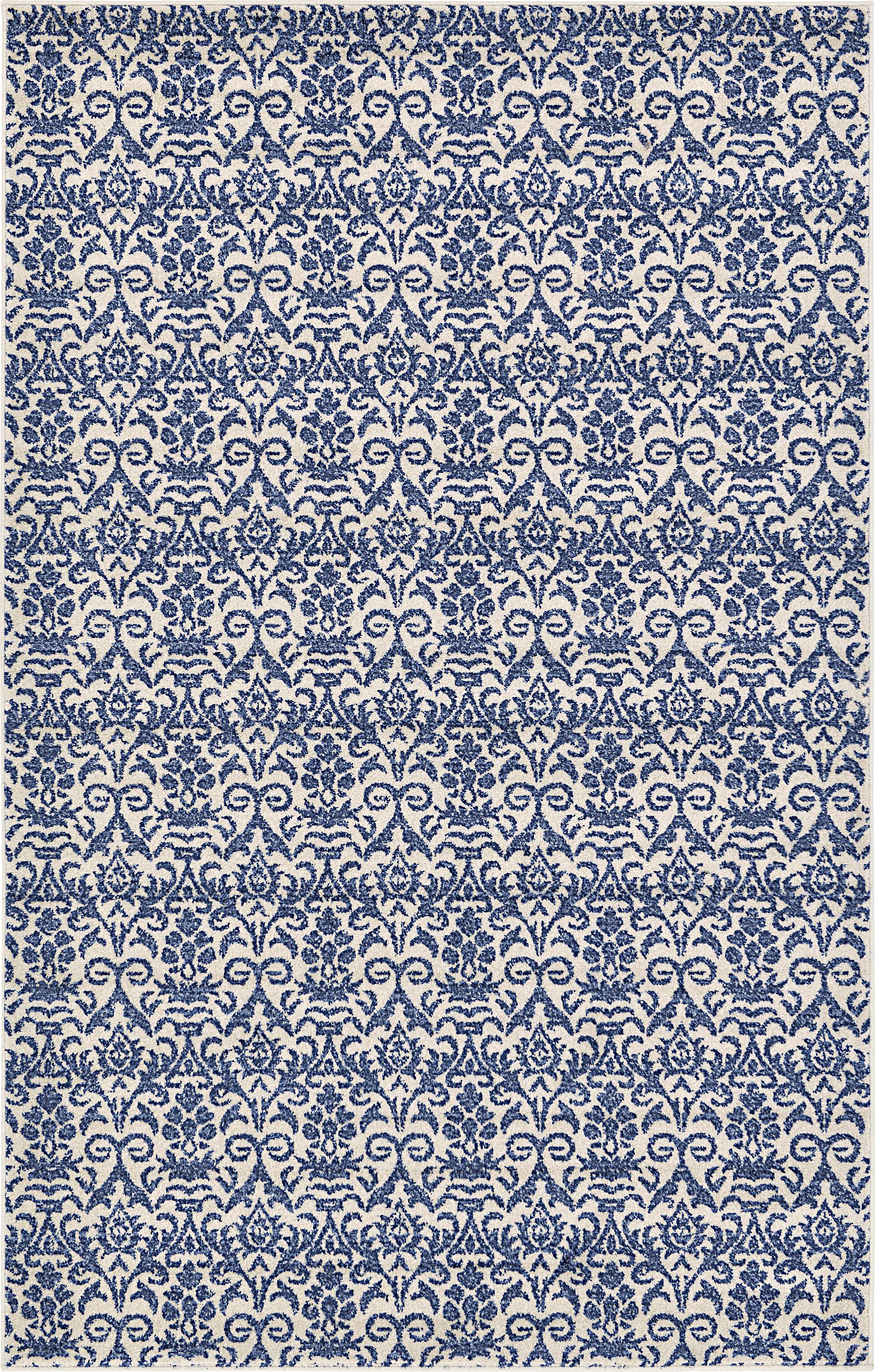 Blue 5' x 8' Damask Rug eSaleRugs