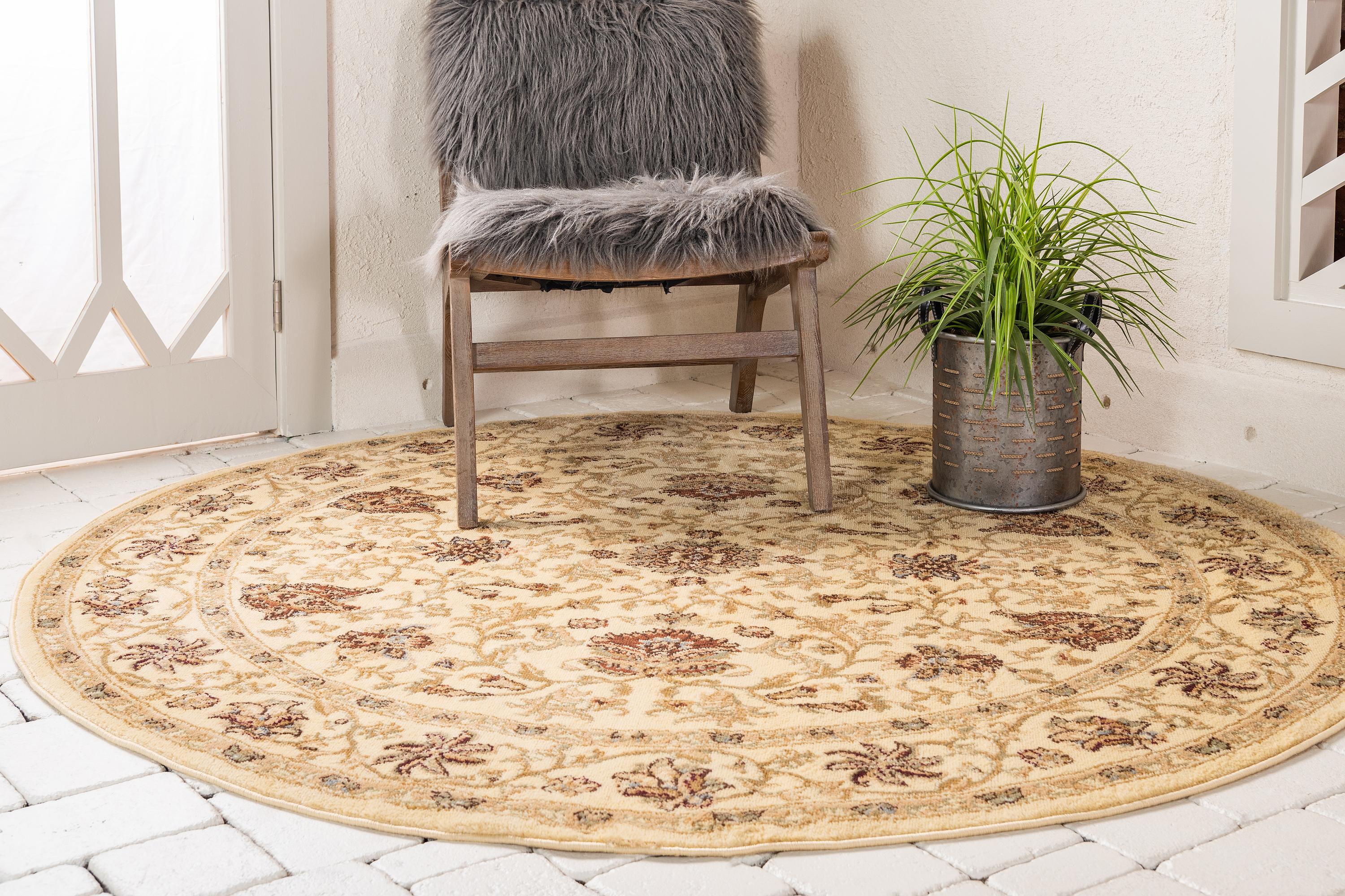 Cream 8' x 8' Classic Agra Round Rug eSaleRugs