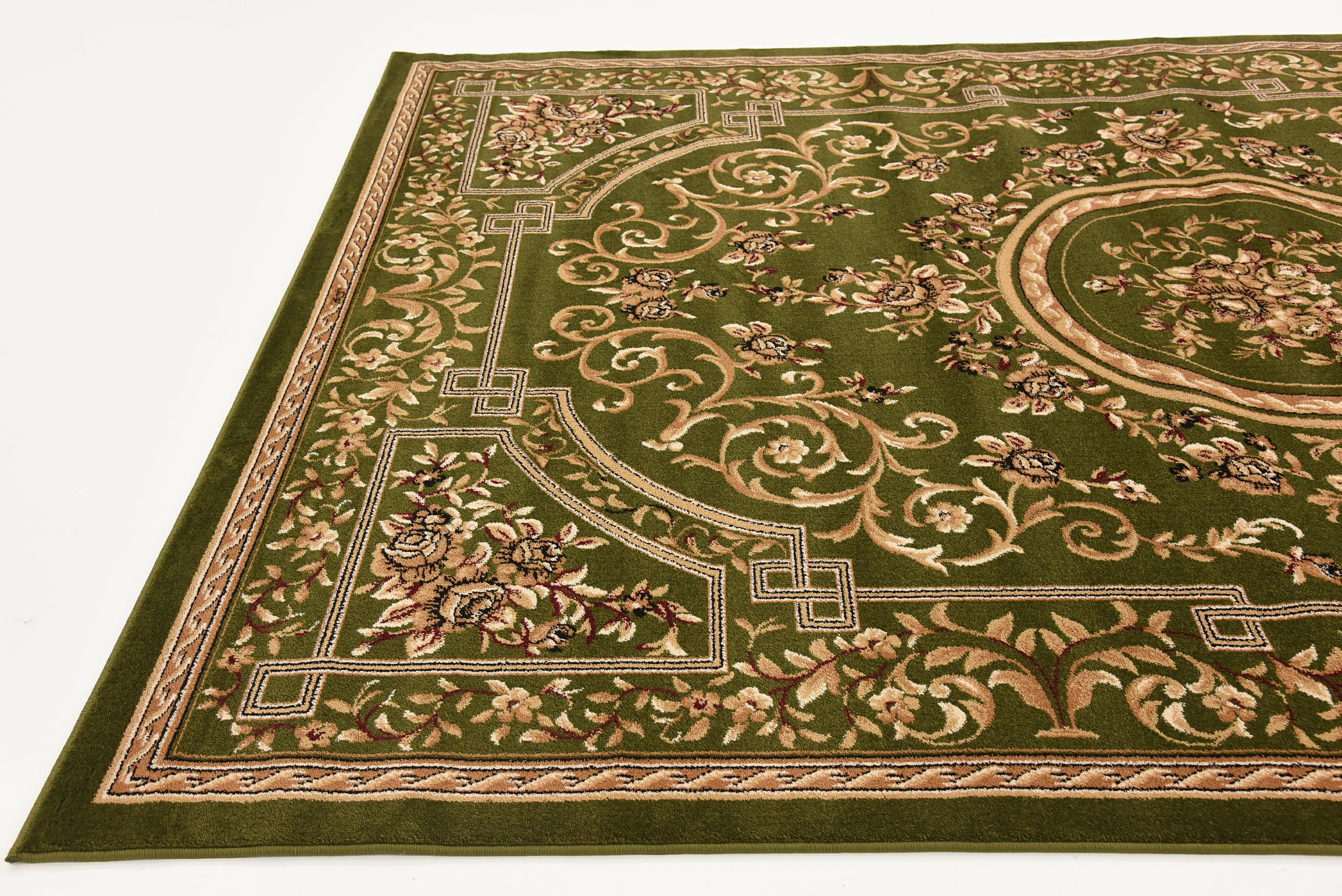 Light Green 7' x 10' Classic Aubusson Rug iRugs UK