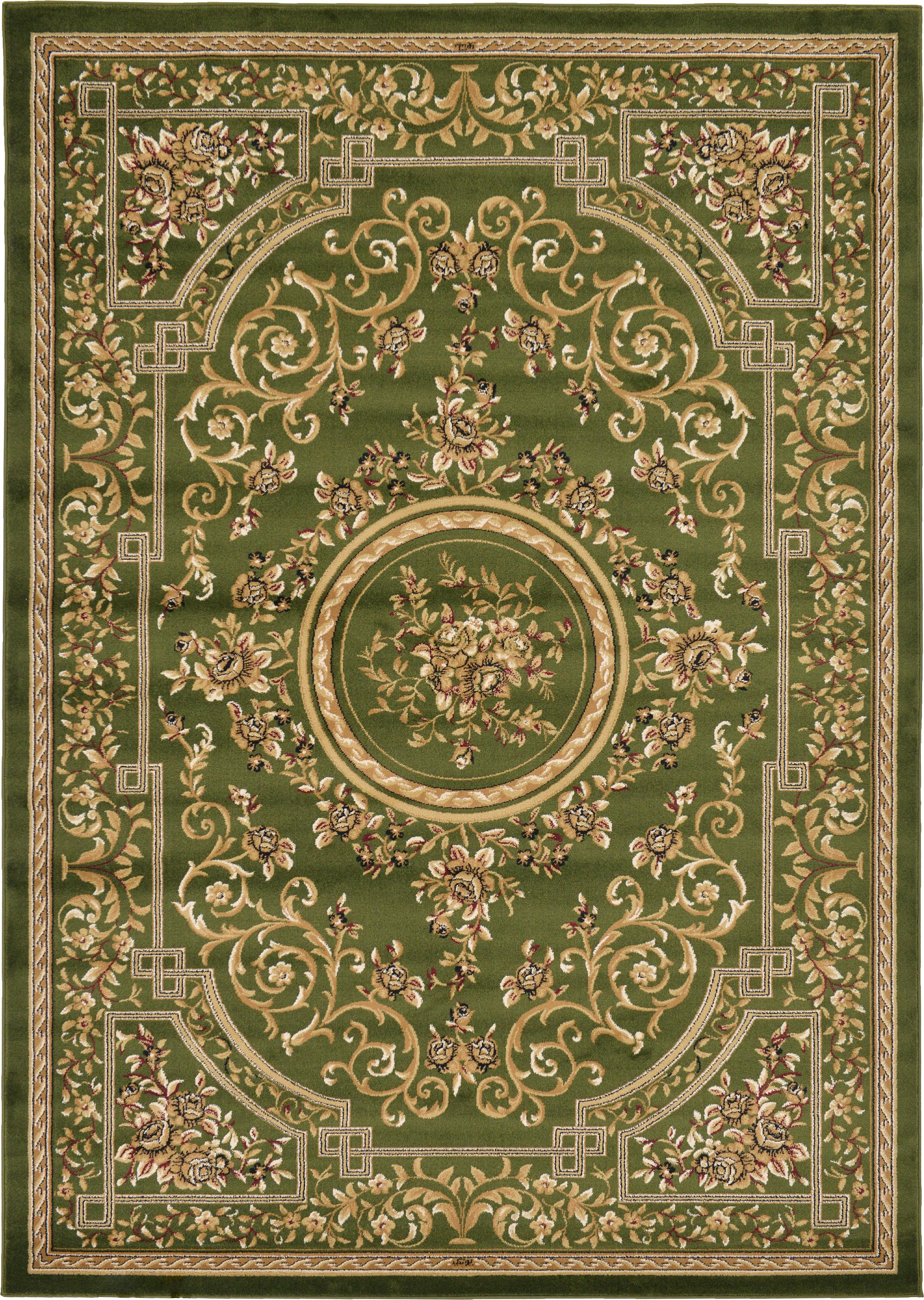 Light Green 7' x 10' Classic Aubusson Rug iRugs UK