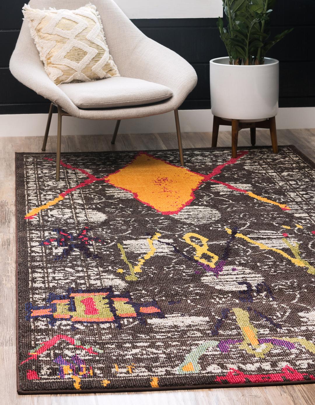 Brown 5' x 8' Santa Fe Rug iRugs UK