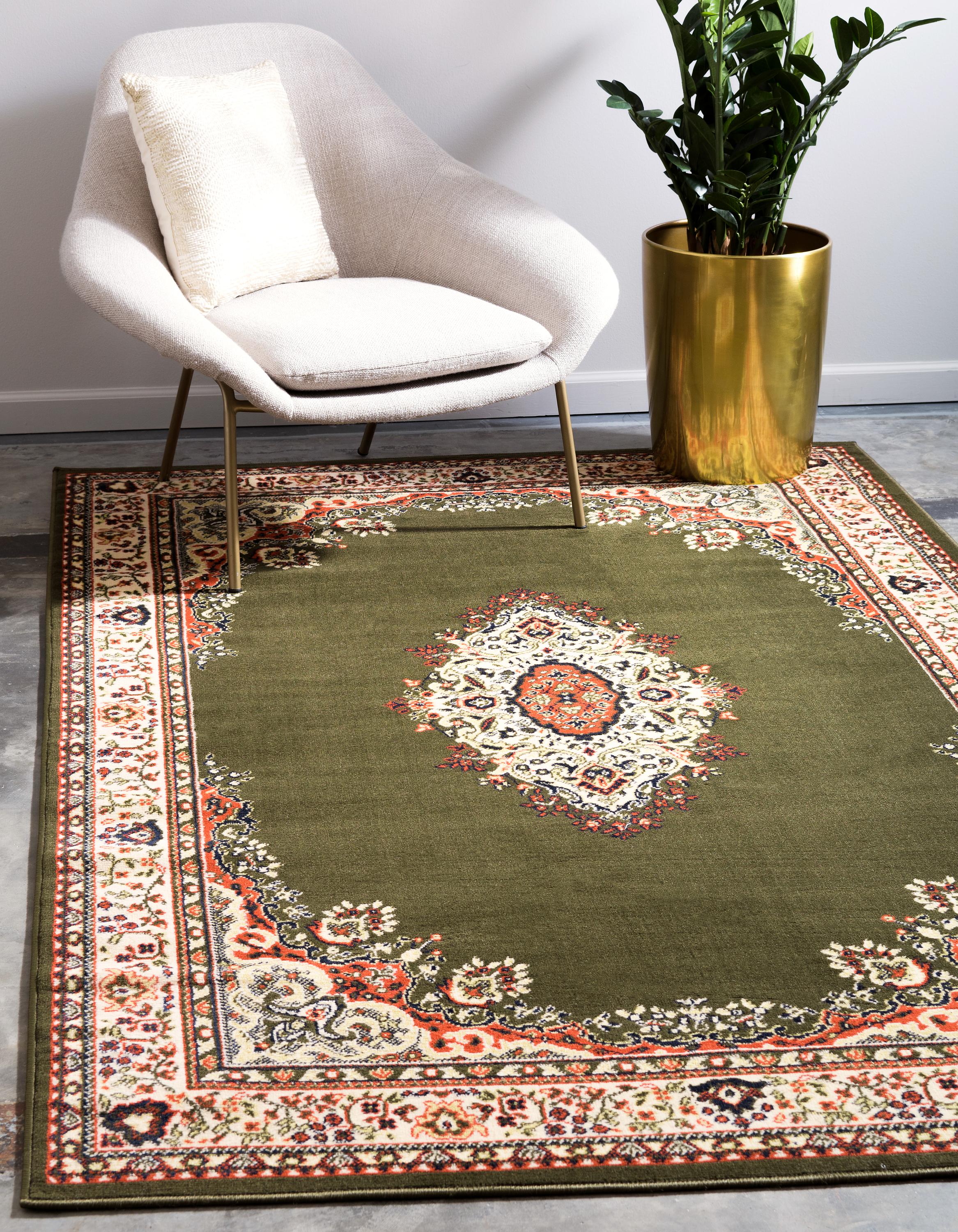 Green 8' x 10' Mashad Design Rug iRugs UK