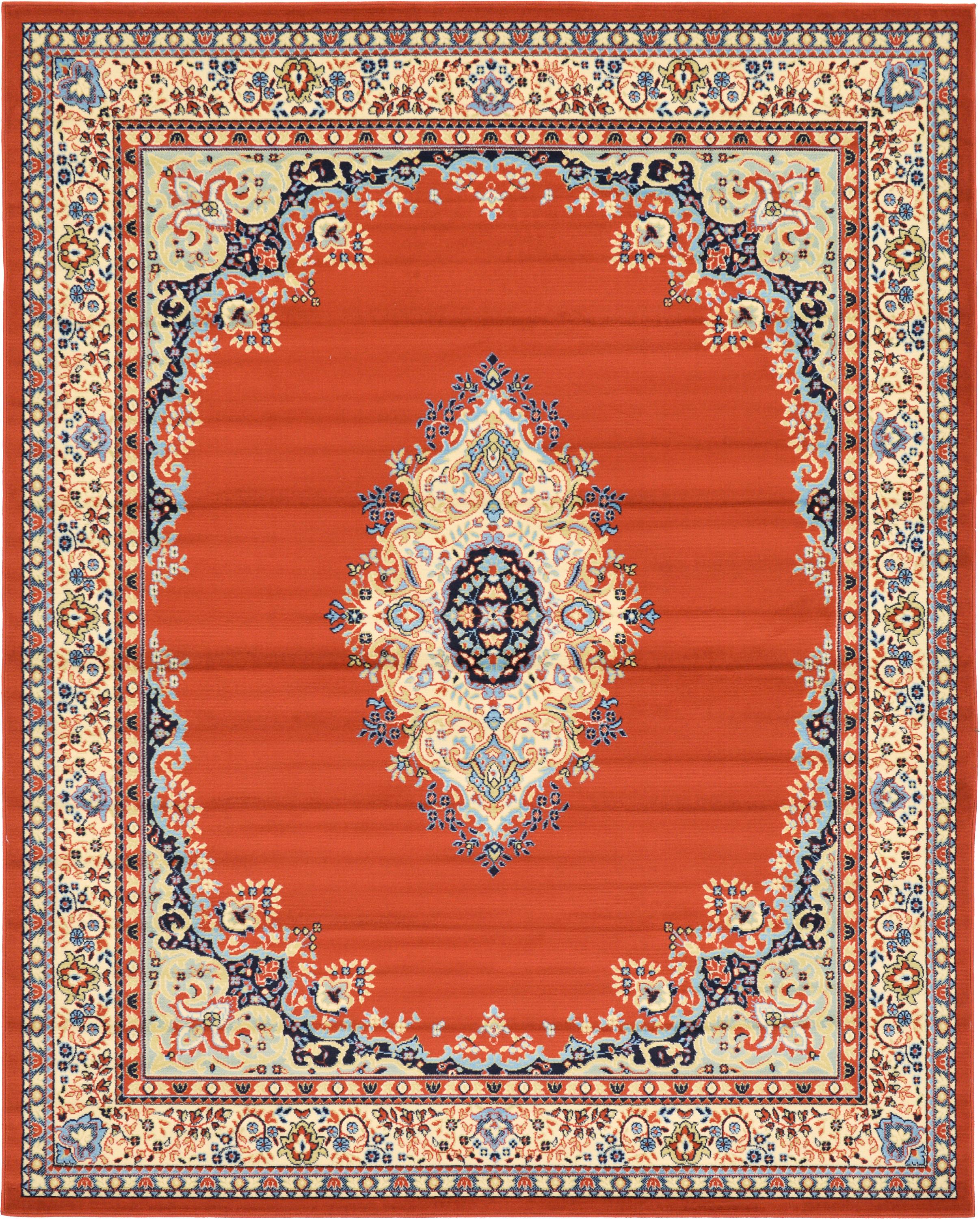 Terracotta 8' x 10' Mashad Design Rug eSaleRugs