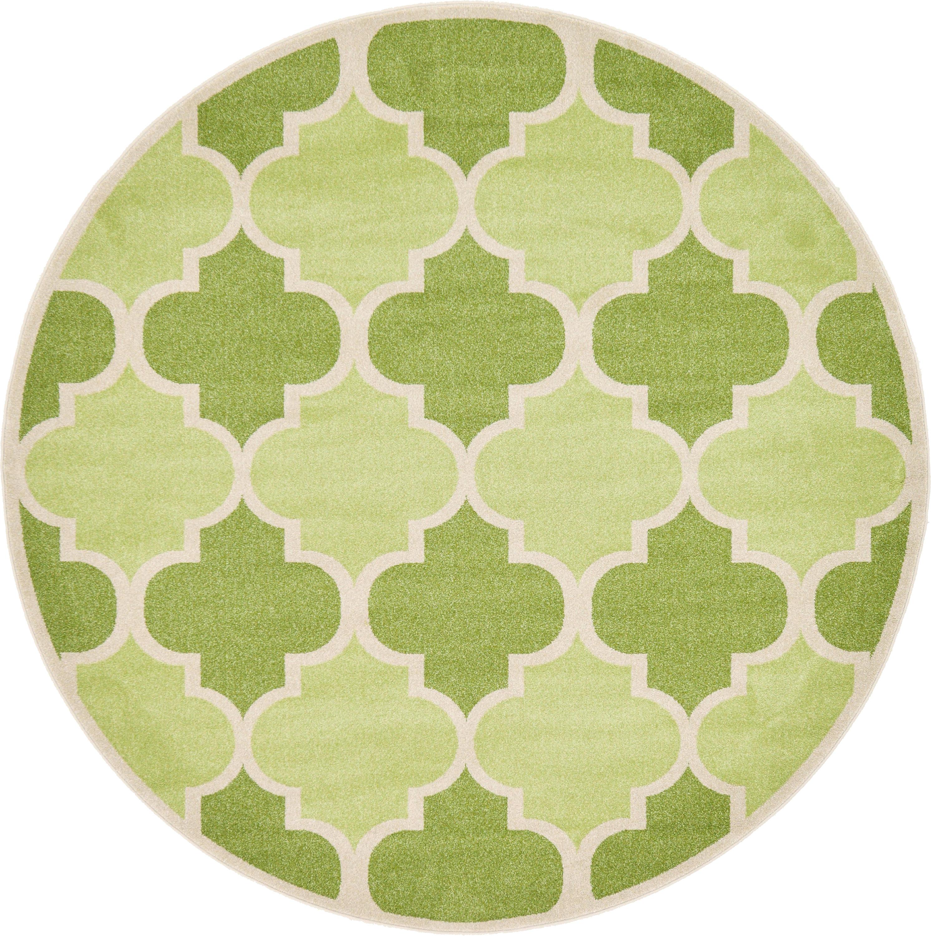 Green 8' x 8' Trellis Round Rug eSaleRugs