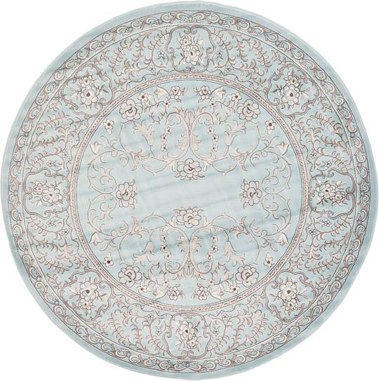 Light Blue 245cm x 245cm Kerman Design Round Rug Area Rugs AU Rugs