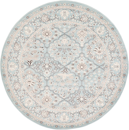 Light Blue 245cm x 245cm Bakhtiar Round Rug Area Rugs AU Rugs