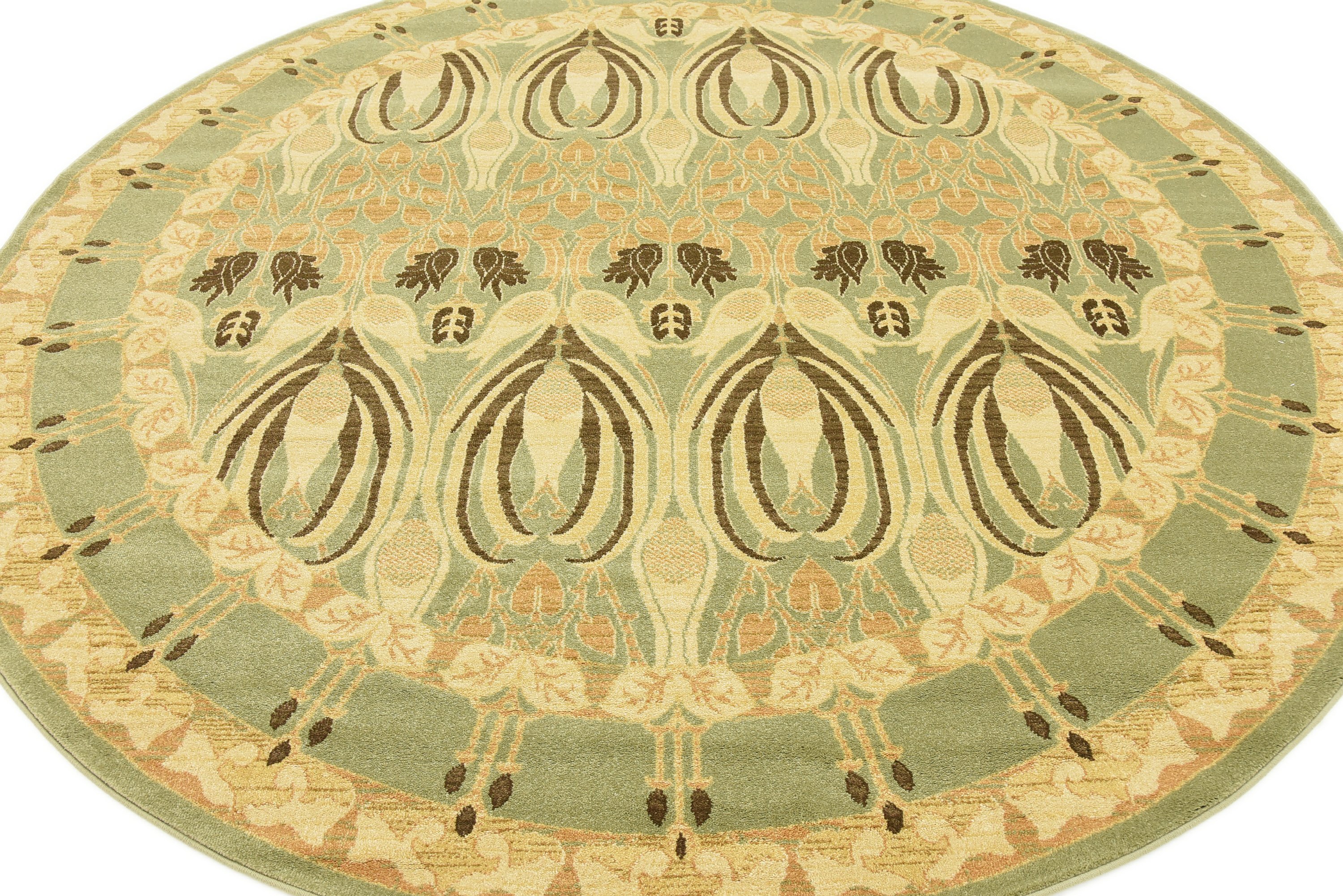 Light Green 8' x 8' Kensington Round Rug Area Rugs eSaleRugs