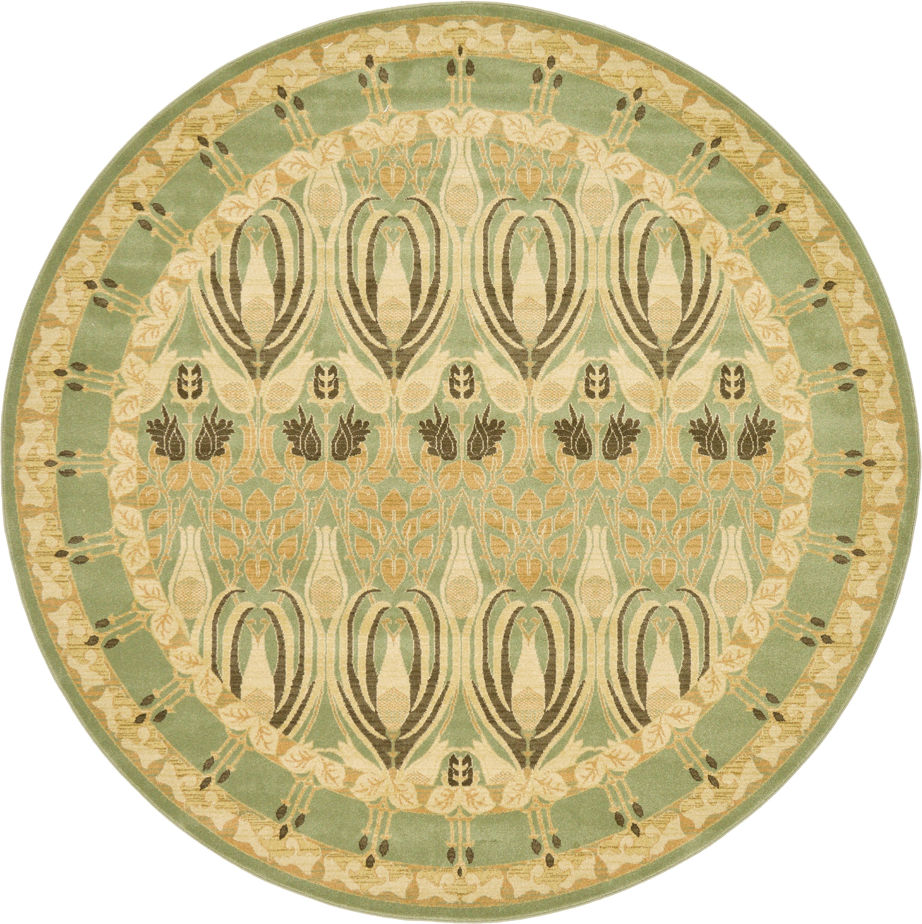 Light Green 8' x 8' Kensington Round Rug Area Rugs eSaleRugs