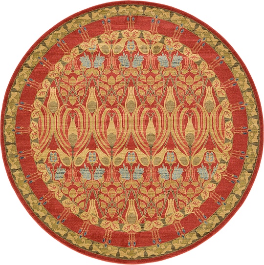 Red 8' x 8' Kensington Round Rug Area Rugs eSaleRugs