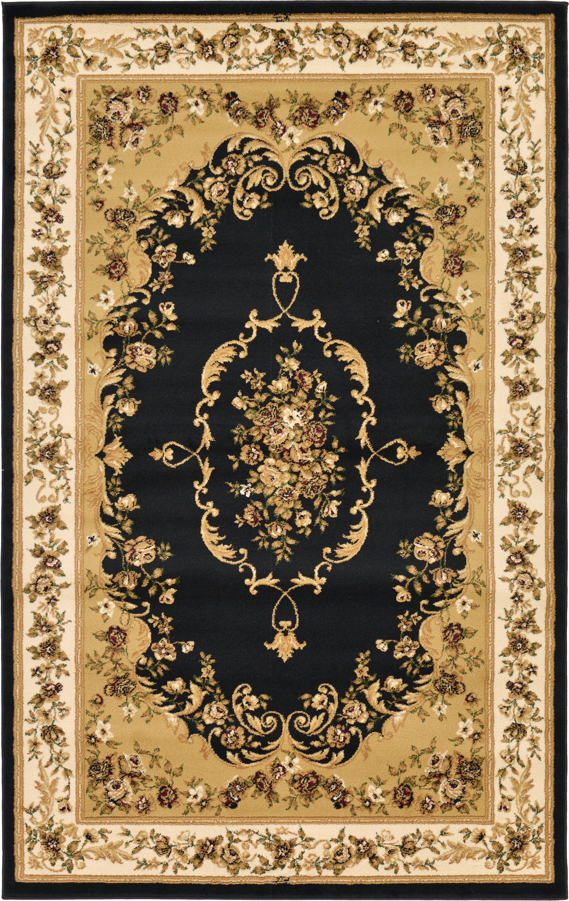 Black 5' x 8' Classic Aubusson Rug eSaleRugs