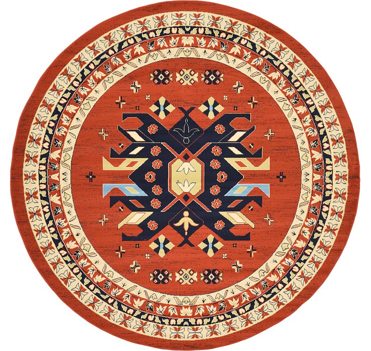 8' x 8' Heriz Design Round Rug