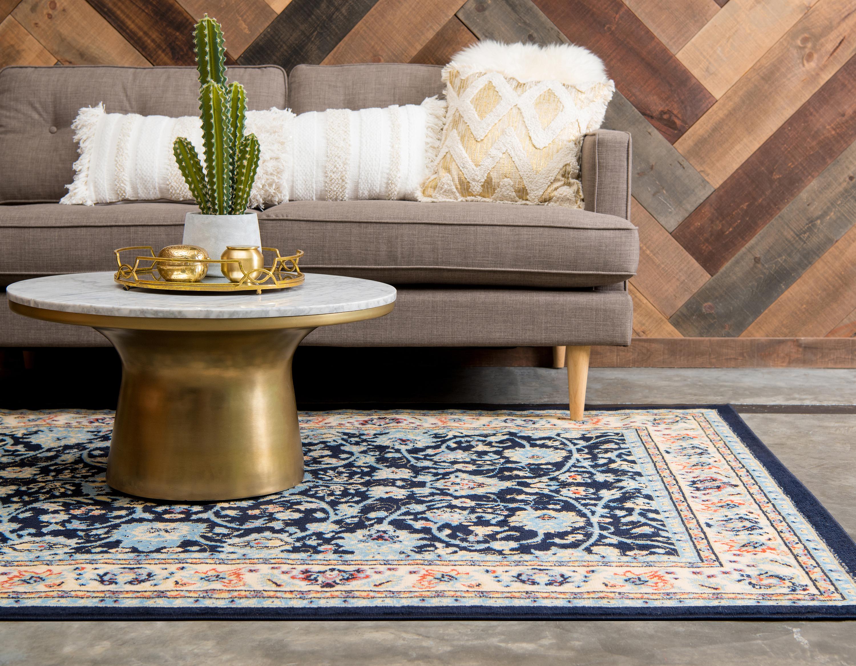 Navy Blue 8' x 10' Kashan Design Rug eSaleRugs