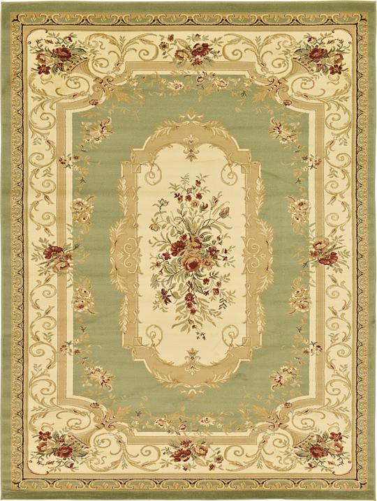 Green 9' x 12' Classic Aubusson Rug Area Rugs eSaleRugs